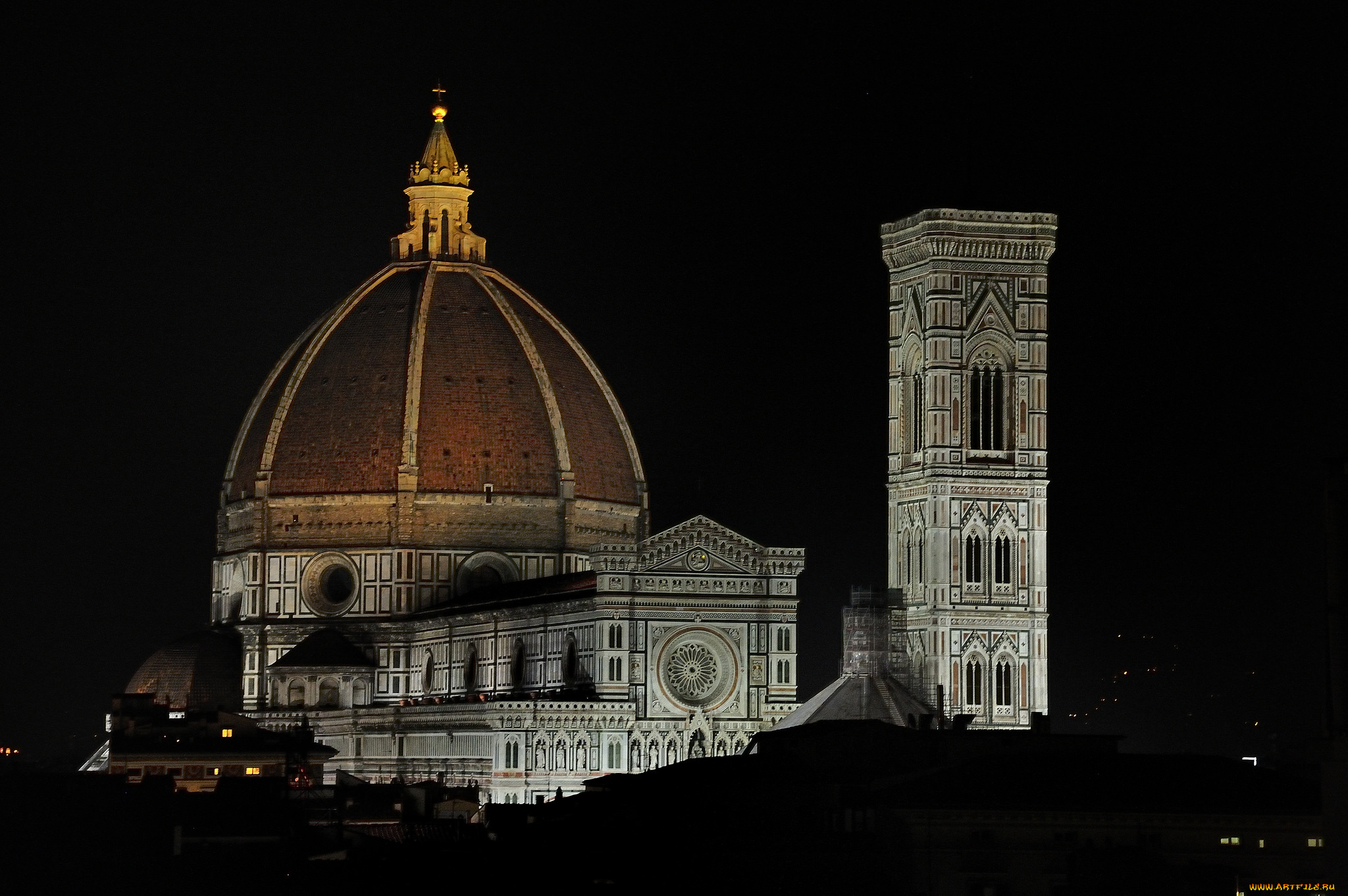 duomo, -, firenze, города, флоренция, , италия, ночь