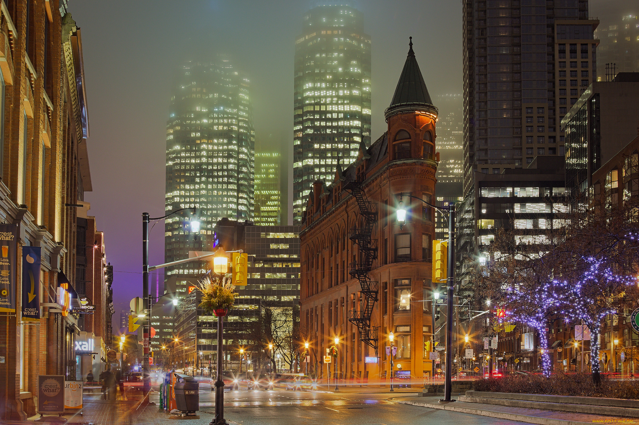 gooderham, building, города, торонто, , канада, ночь, авеню