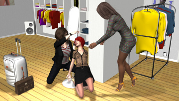 Картинка 3д+графика люди+ people девушки взгляд фон