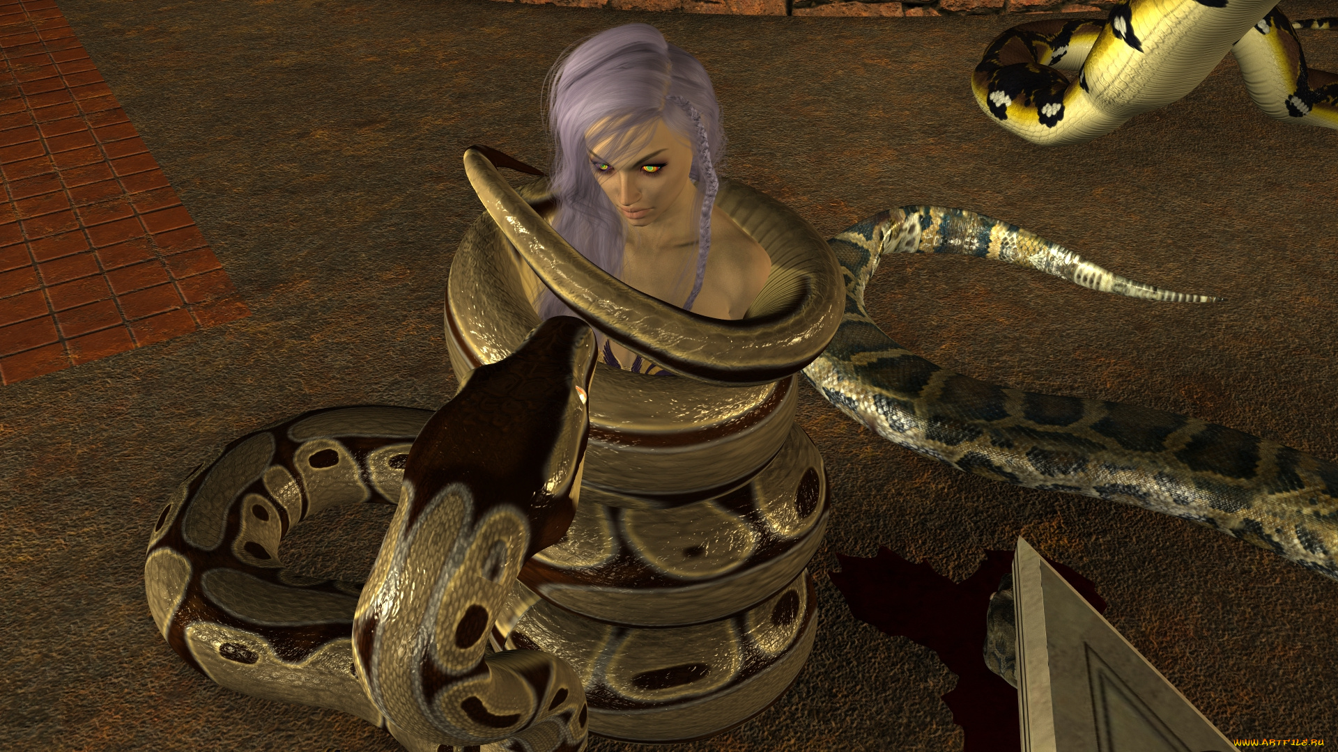 3д, графика, фантазия, , fantasy, фон, взгляд, девушка