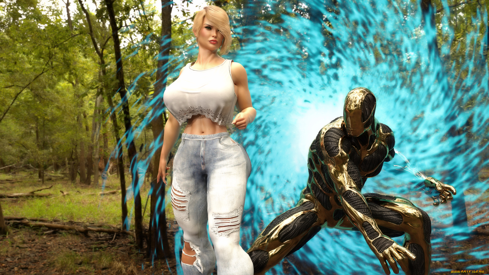 3д, графика, фантазия, , fantasy, фон, взгляд, девушка