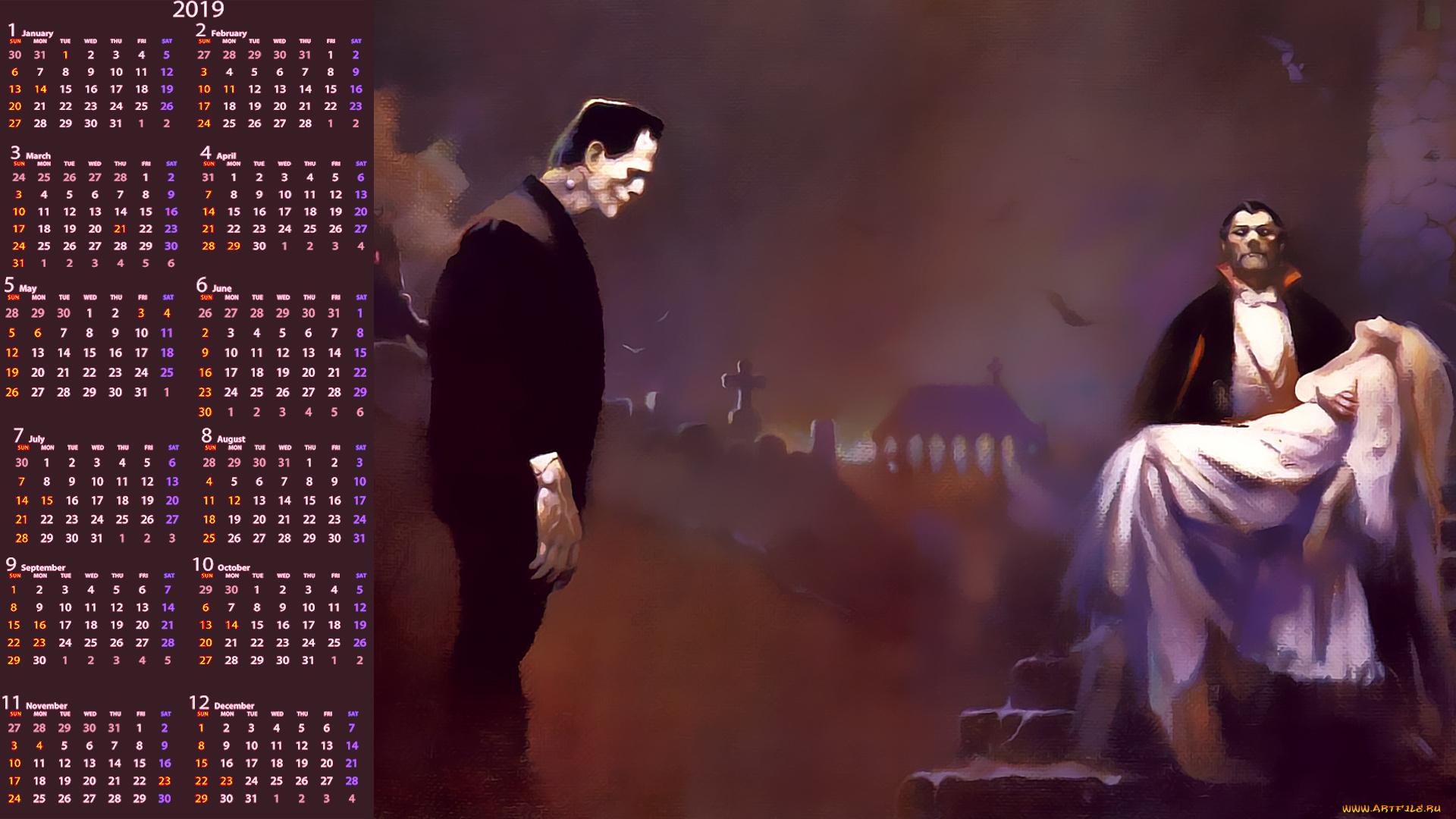 календари, фэнтези, женщина, мужчина