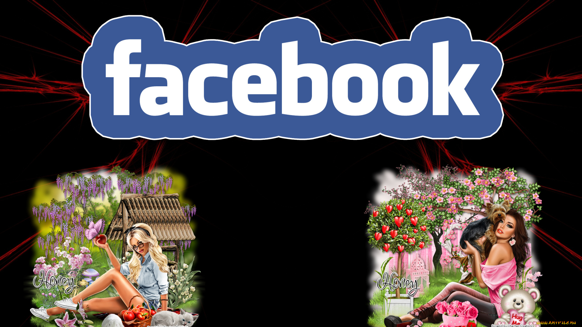 компьютеры, facebook, логотип, фон