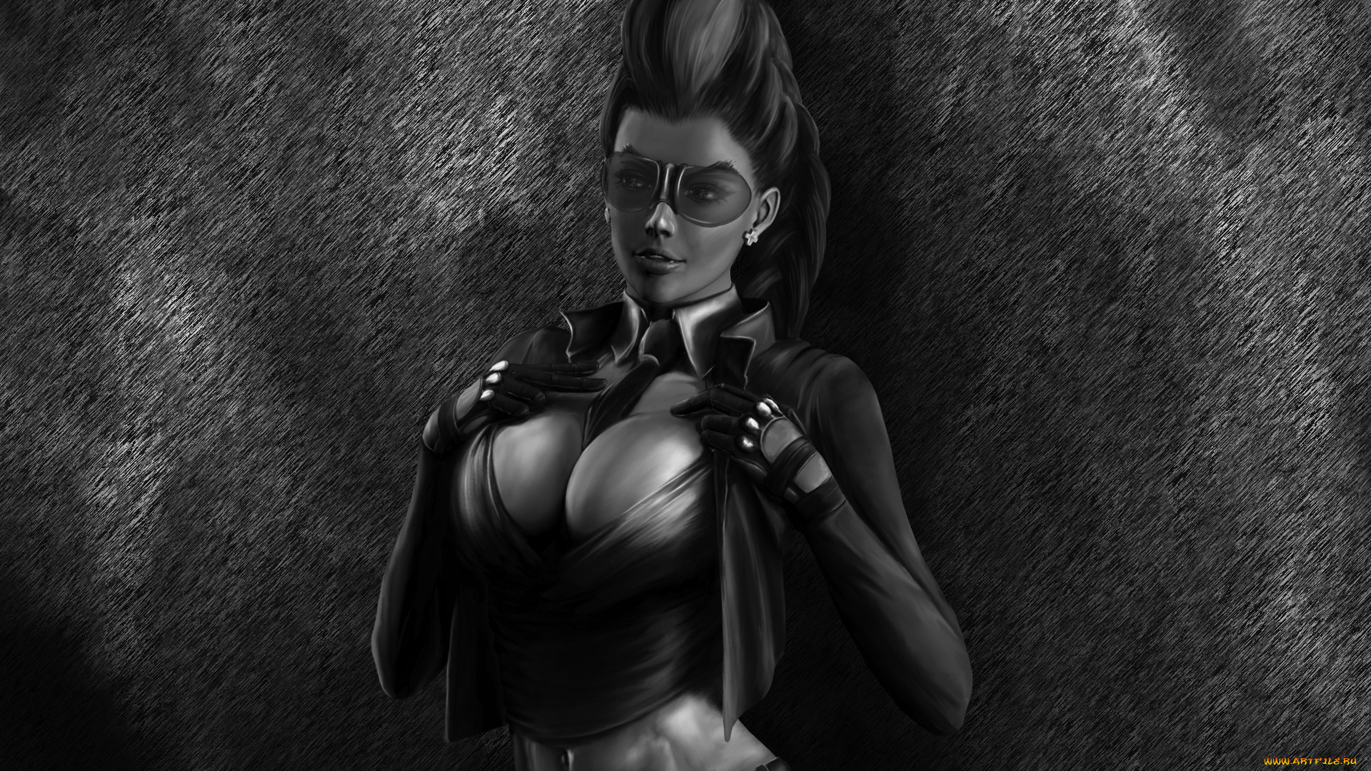 рисованное, комиксы, фон, взгляд, девушка, очки