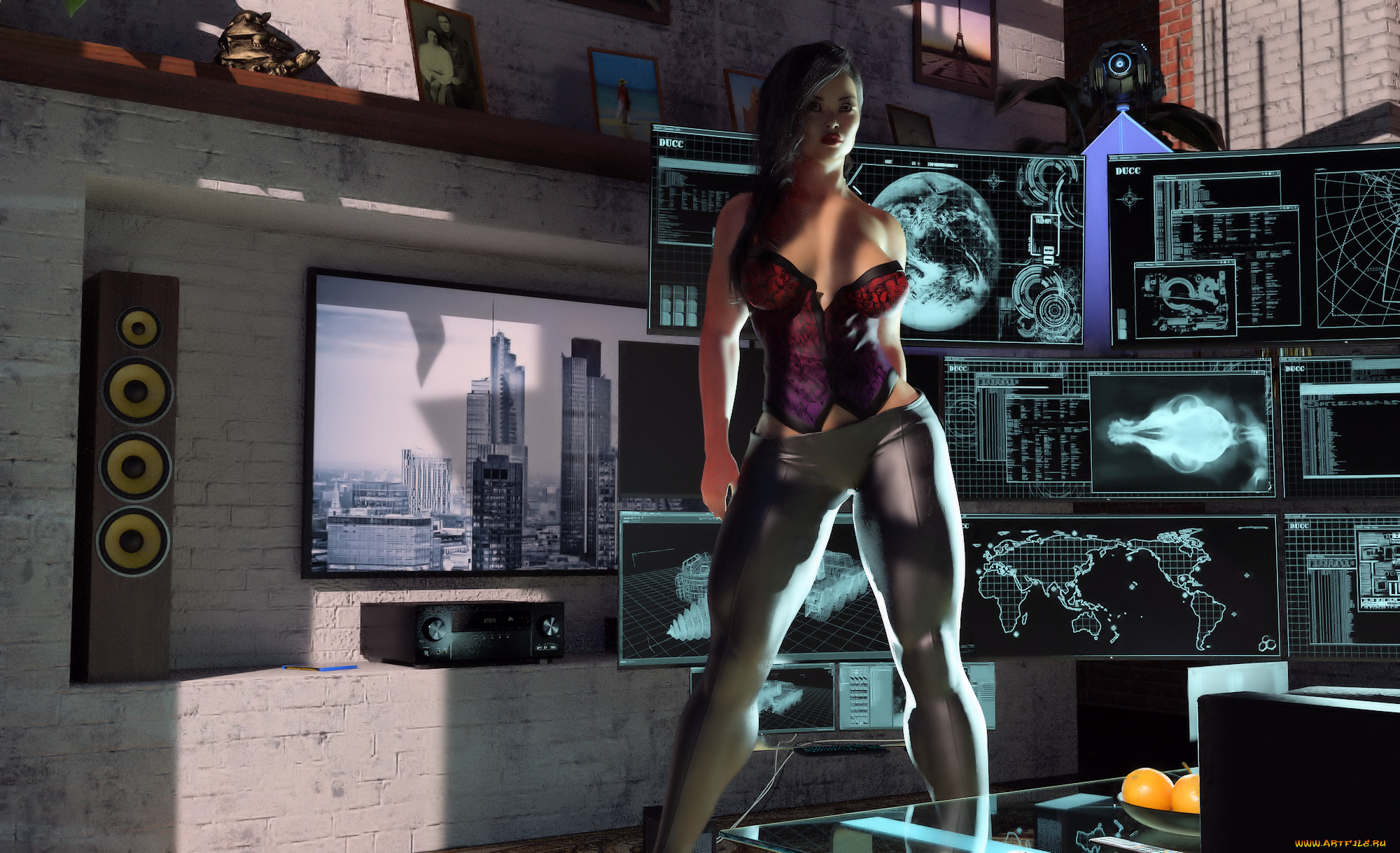 3д, графика, фантазия, , fantasy, фон, взгляд, девушка