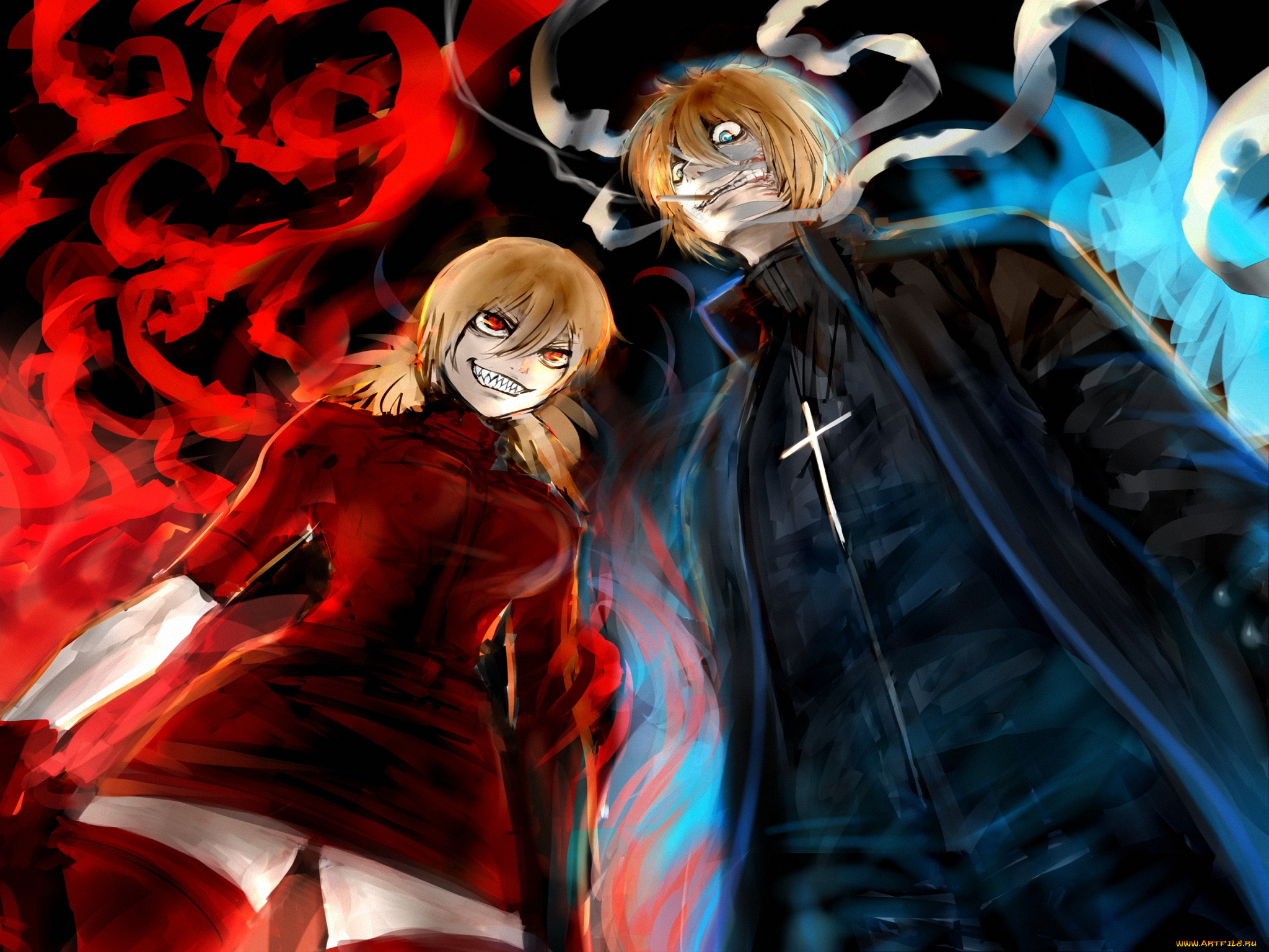 аниме, hellsing, вампир, victoria, seras, wolfe, vampire, девушка, heinkel