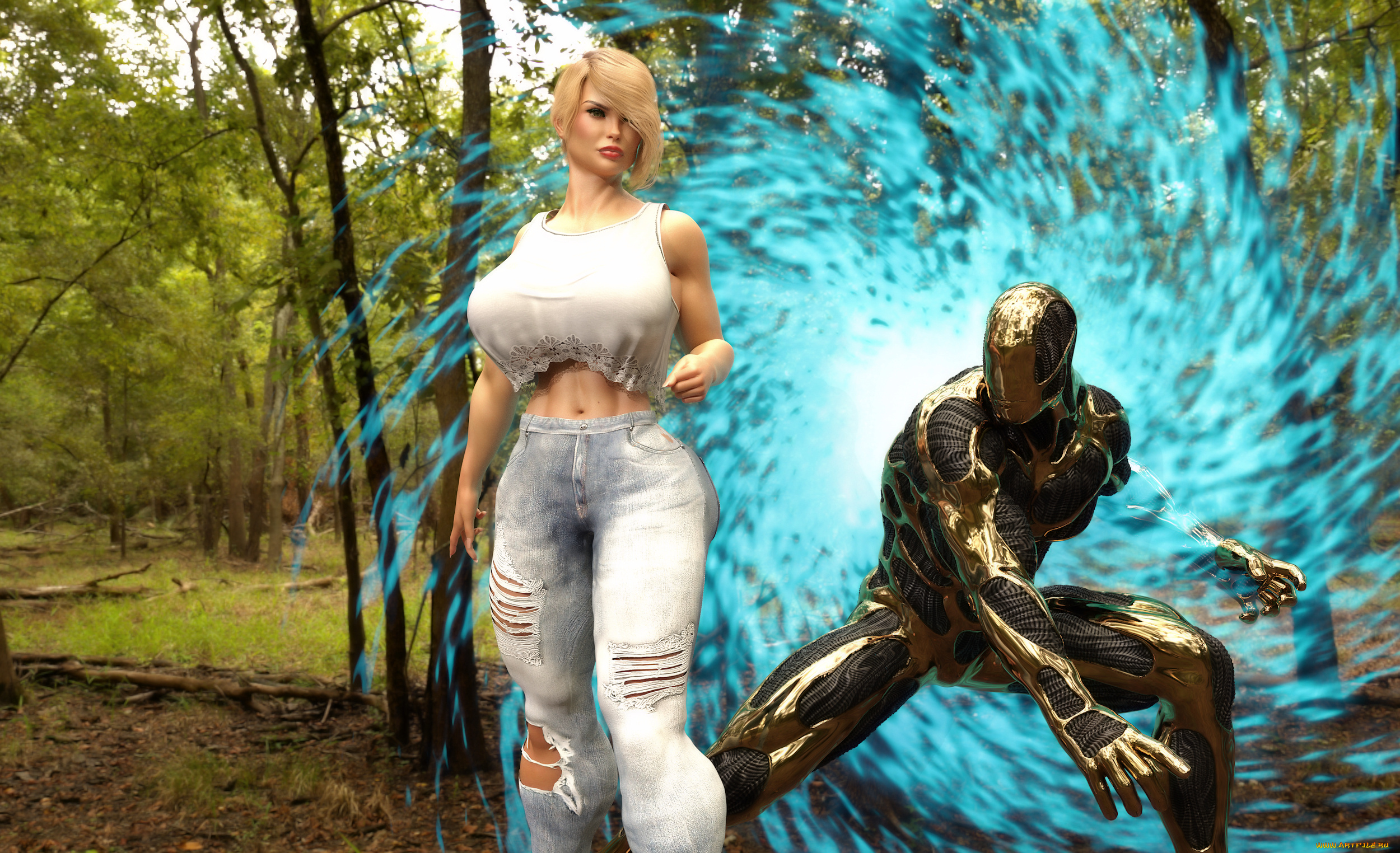 3д, графика, фантазия, , fantasy, фон, взгляд, девушка