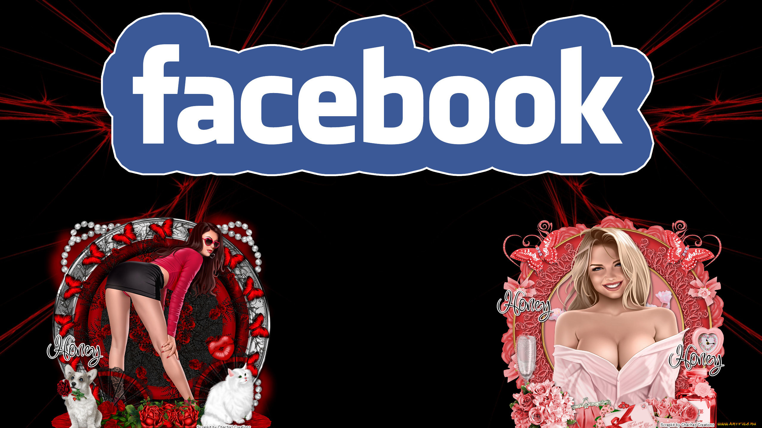 компьютеры, facebook, фон, логотип