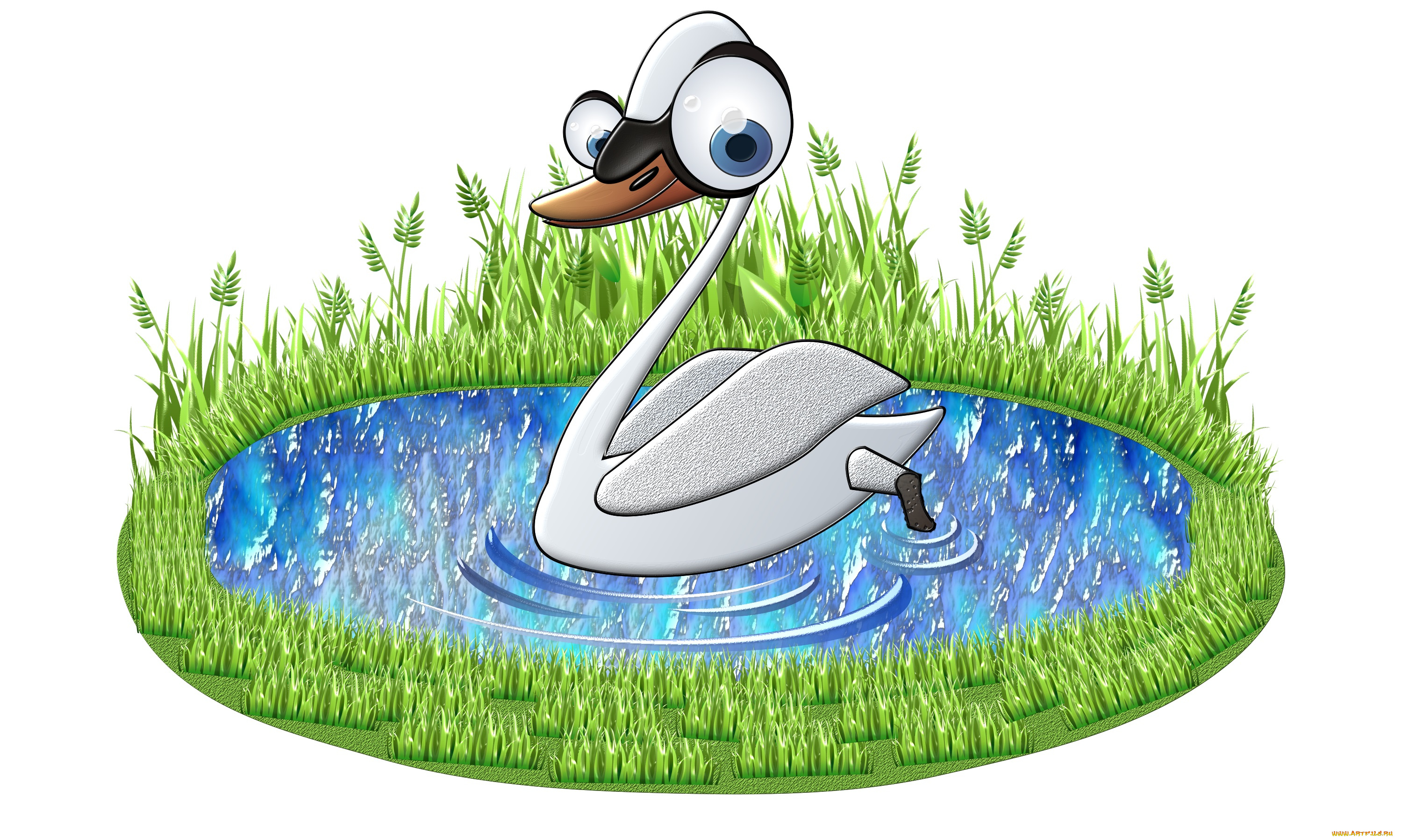 векторная, графика, животные, , animals, лебедь