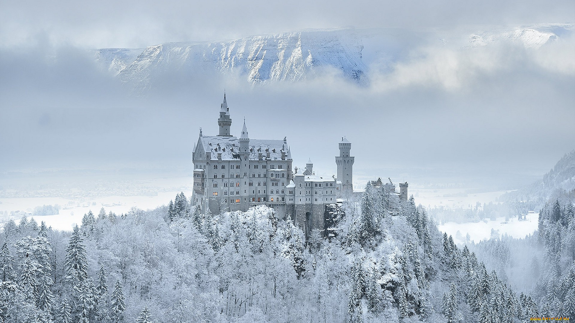 города, замок, нойшванштайн, , германия, простор