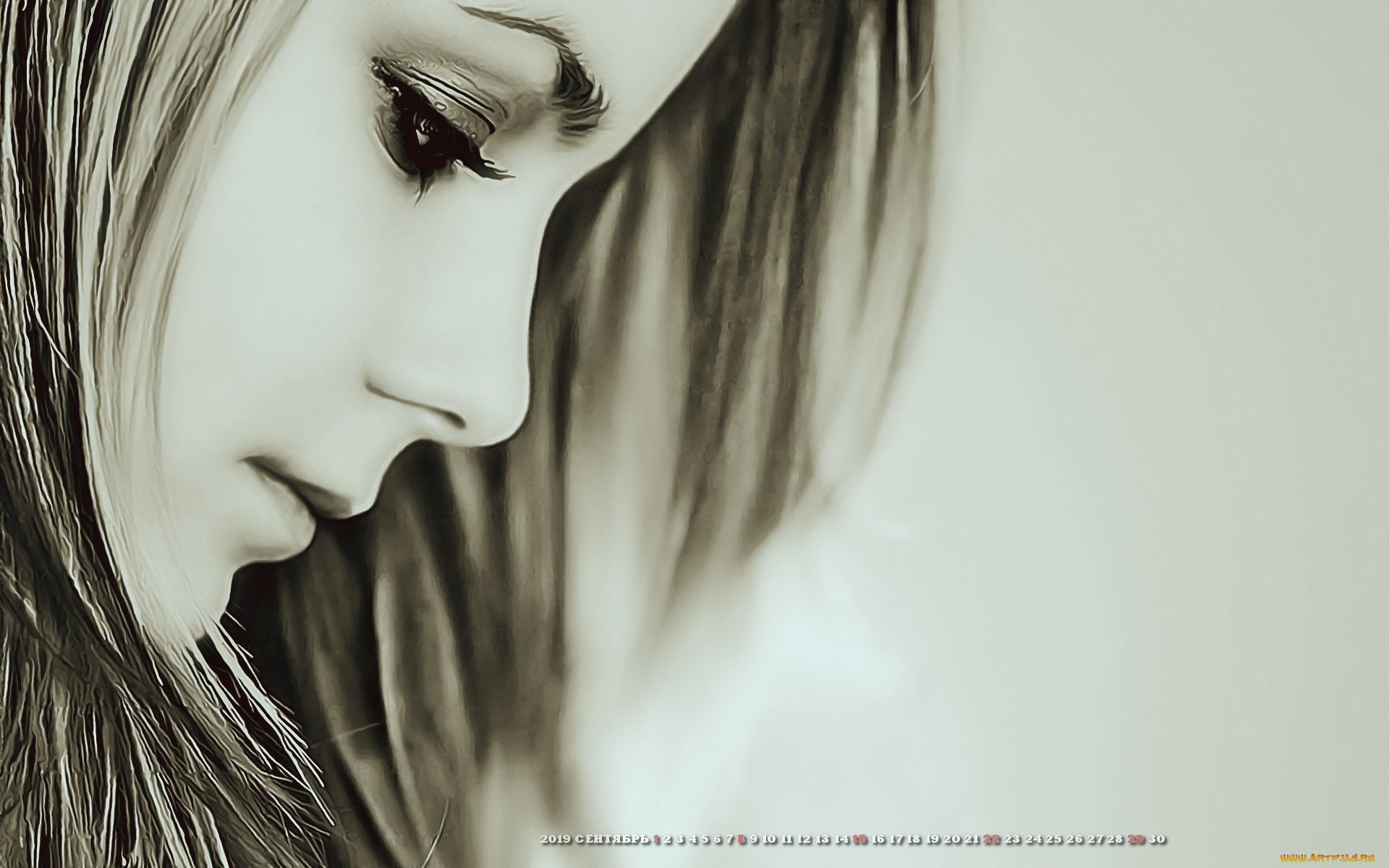 календари, компьютерный, дизайн, 2019, calendar, женщина, лицо, девушка, профиль