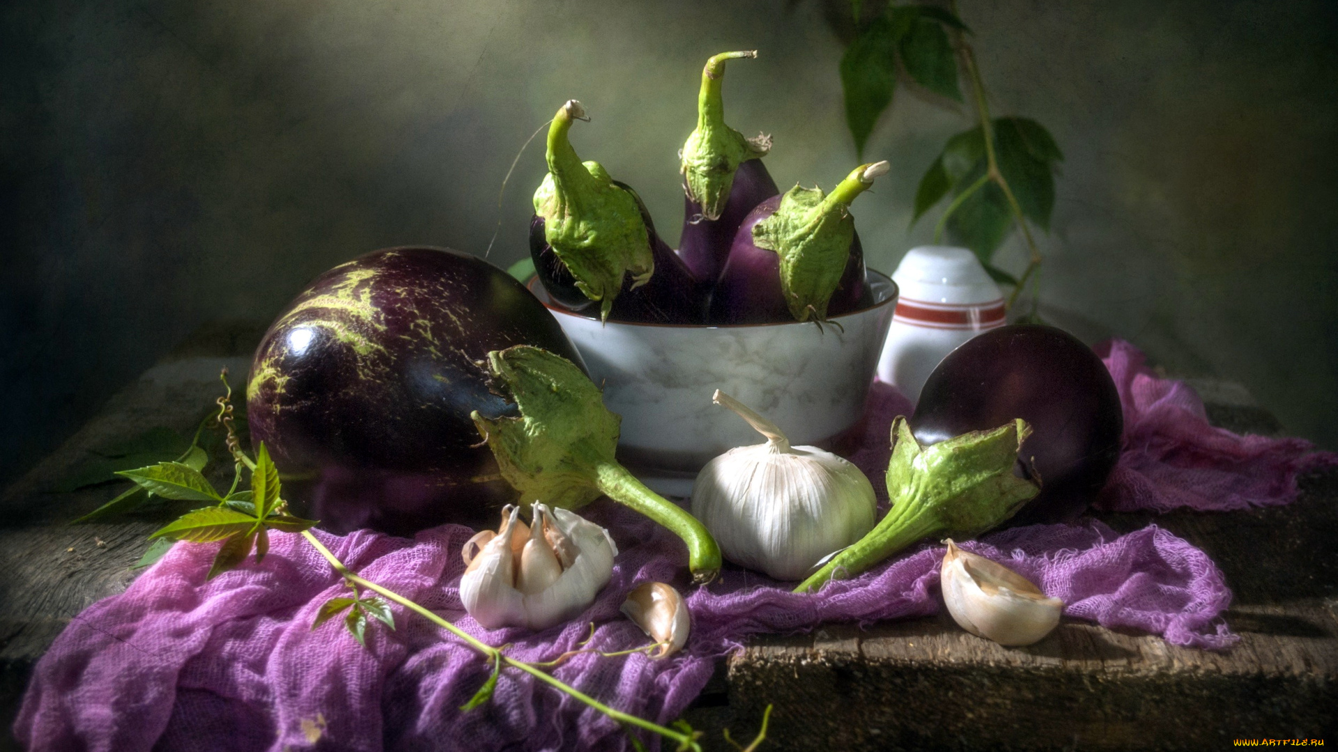 еда, овощи, баклажаны, чеснок