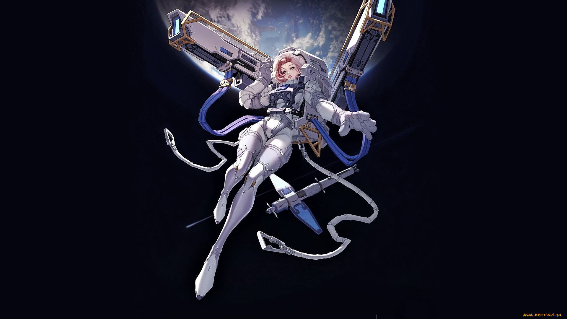 аниме, оружие, , техника, , технологии, девушка, планета