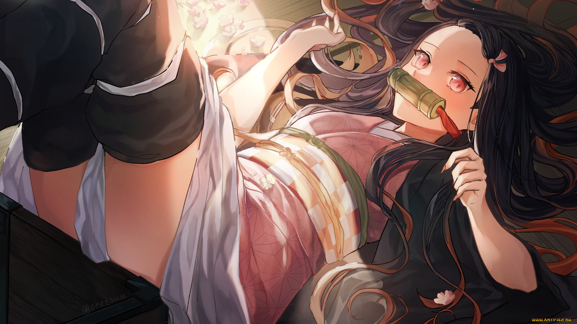 клинок, рассекающий, демонов, аниме, demon, slayer, , kimetsu, no, yaiba, demon, slayer, kimetsu, no, yaiba, девушка, взгляд, nezuko, kamado