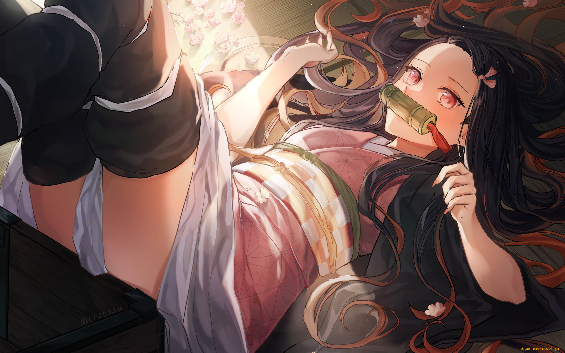 клинок, рассекающий, демонов, аниме, demon, slayer, , kimetsu, no, yaiba, demon, slayer, kimetsu, no, yaiba, девушка, взгляд, nezuko, kamado