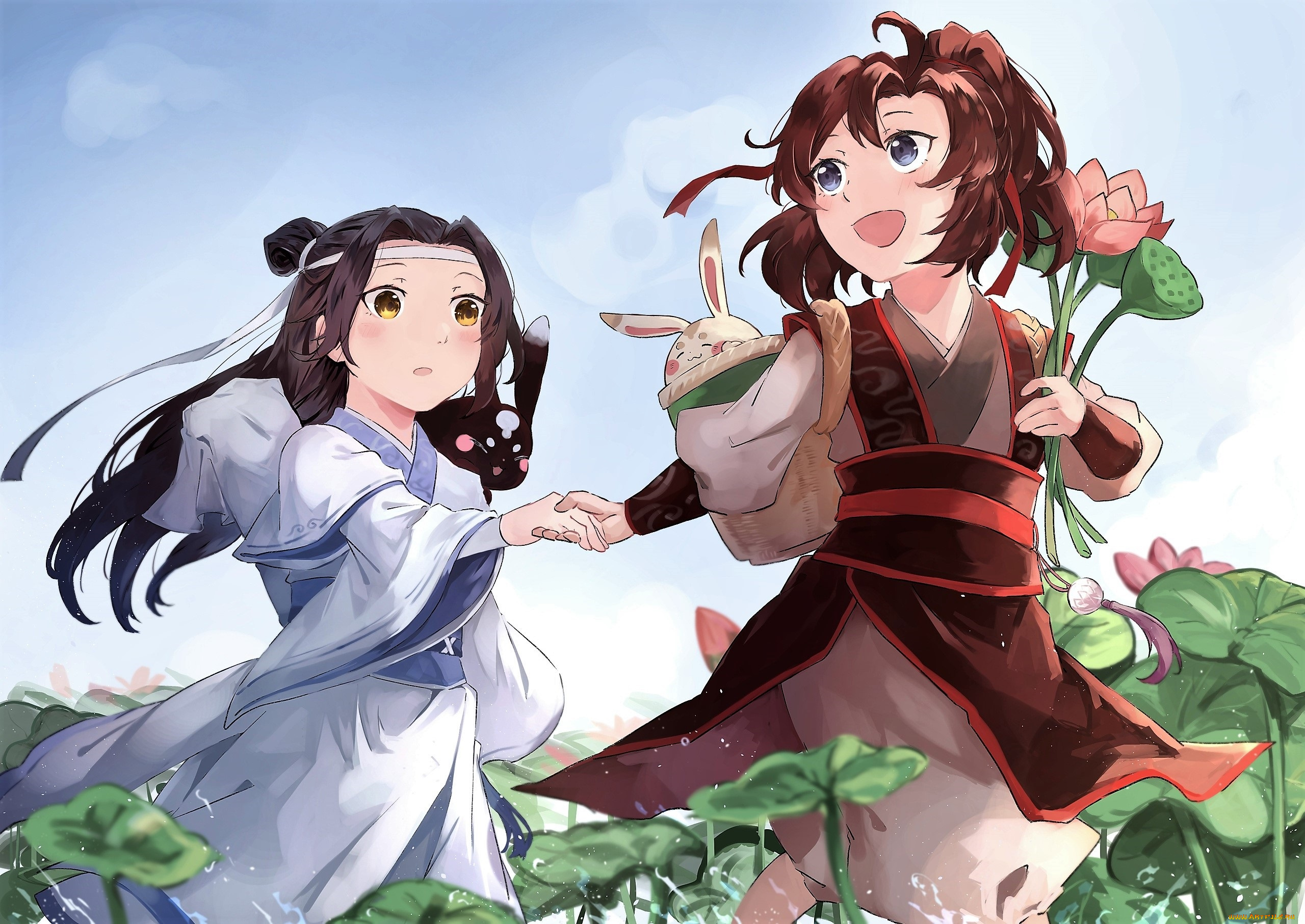 аниме, mo, dao, zu, shi, лань, ванцзи, вэй, усянь, лотосы, кролики