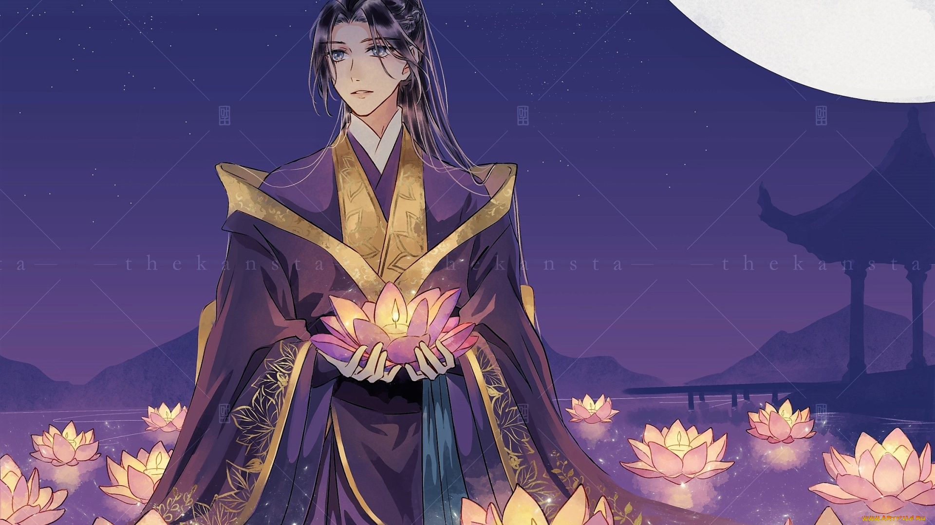 аниме, mo, dao, zu, shi, цзян, чэн, лотосы, озеро