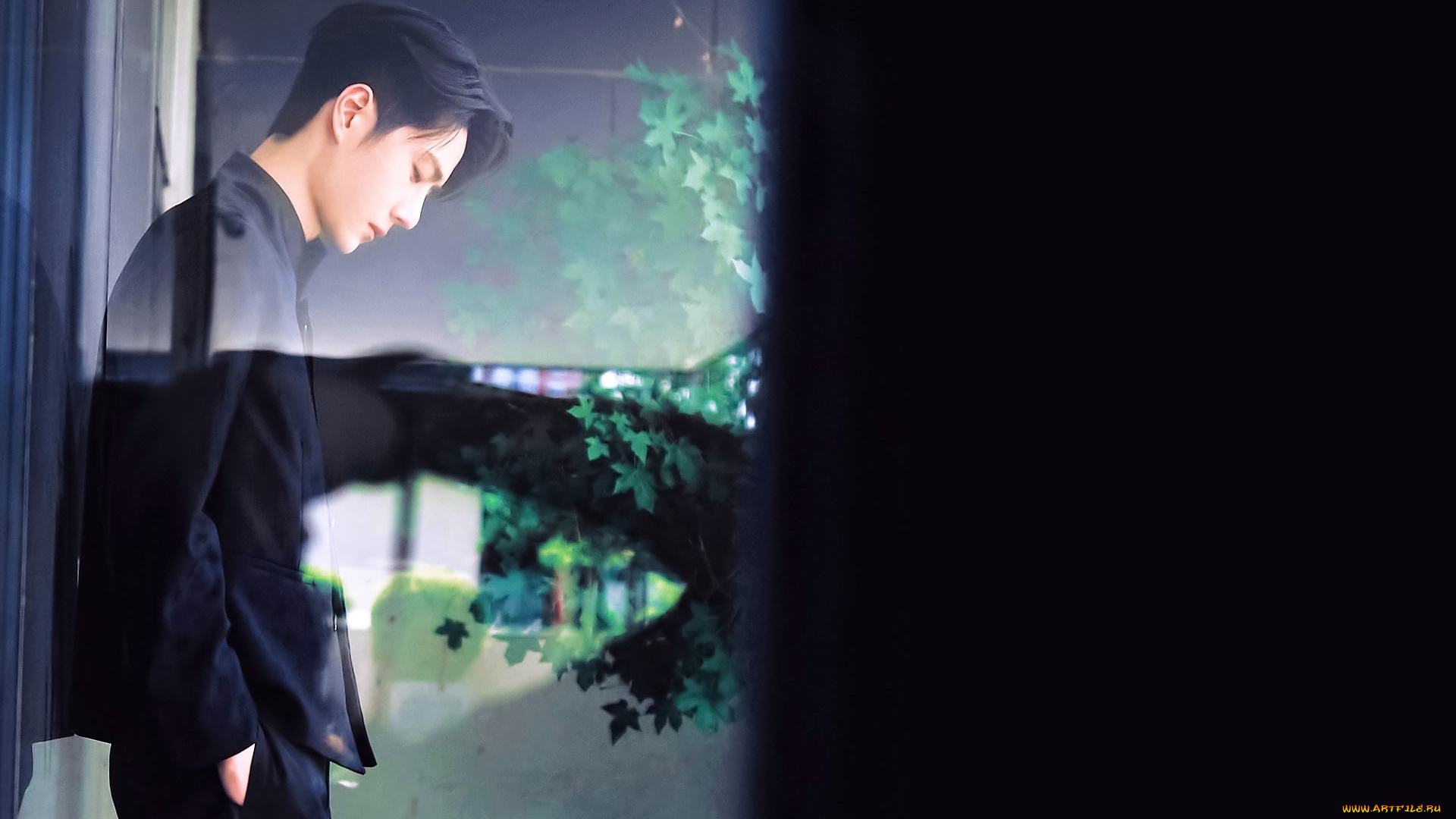 мужчины, wang, yi, bo, актер, костюм, окно