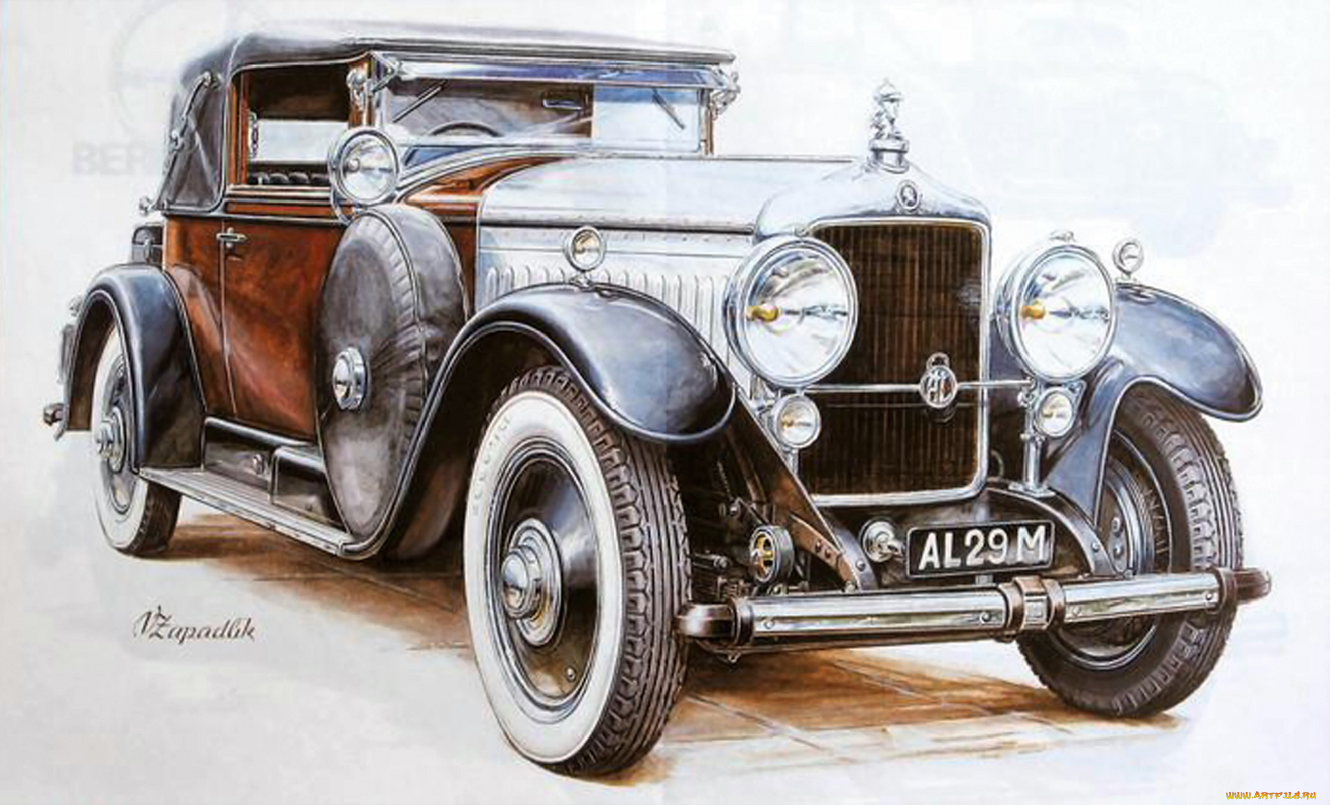 рисованное, авто, мото, автомобиль, ретро