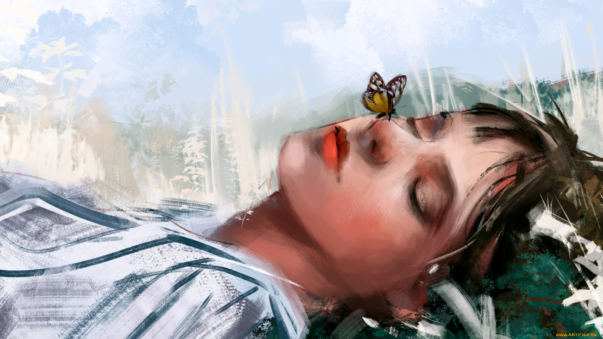 рисованное, люди, девушка, панда, panda