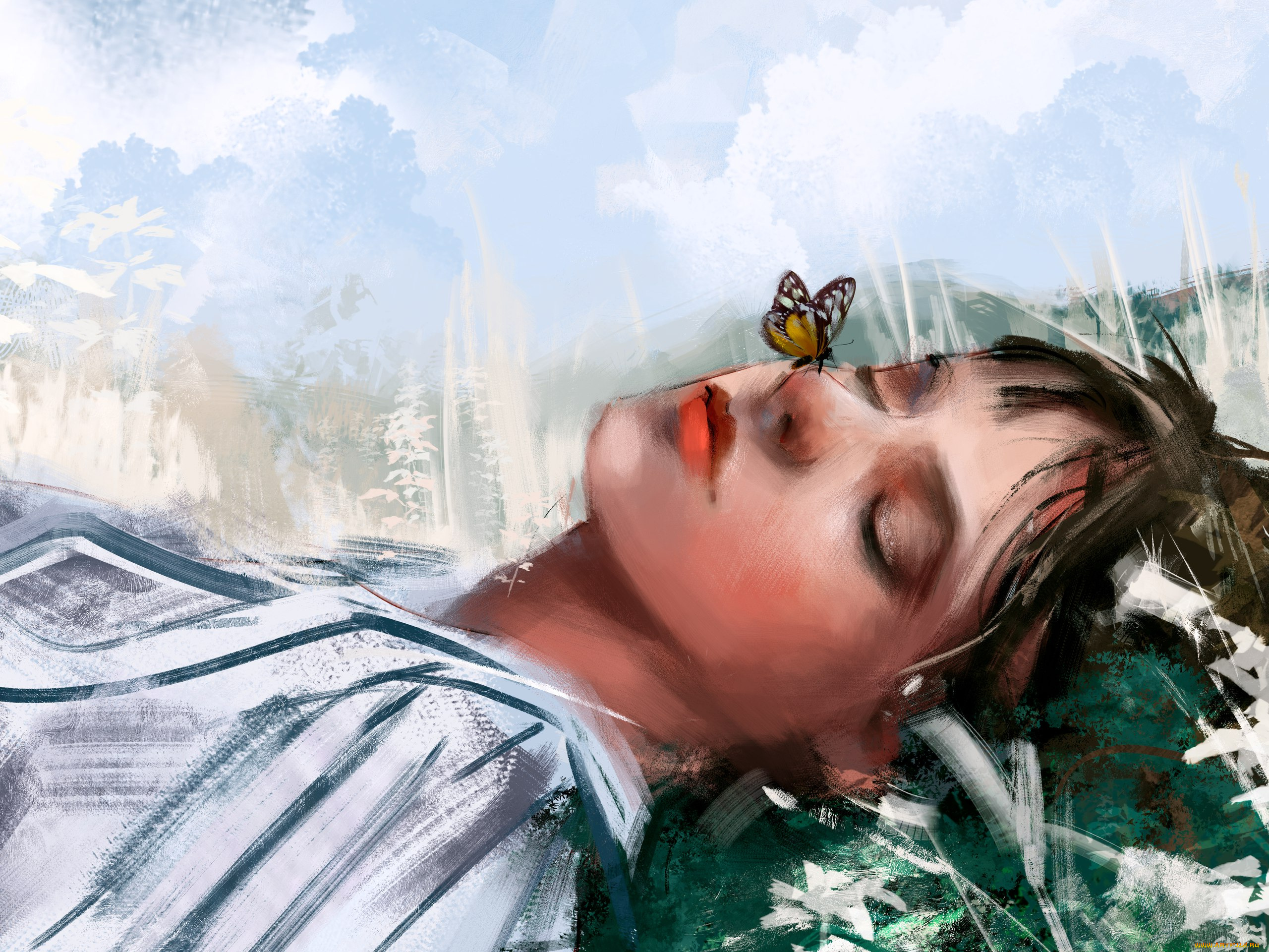 рисованное, люди, девушка, панда, panda