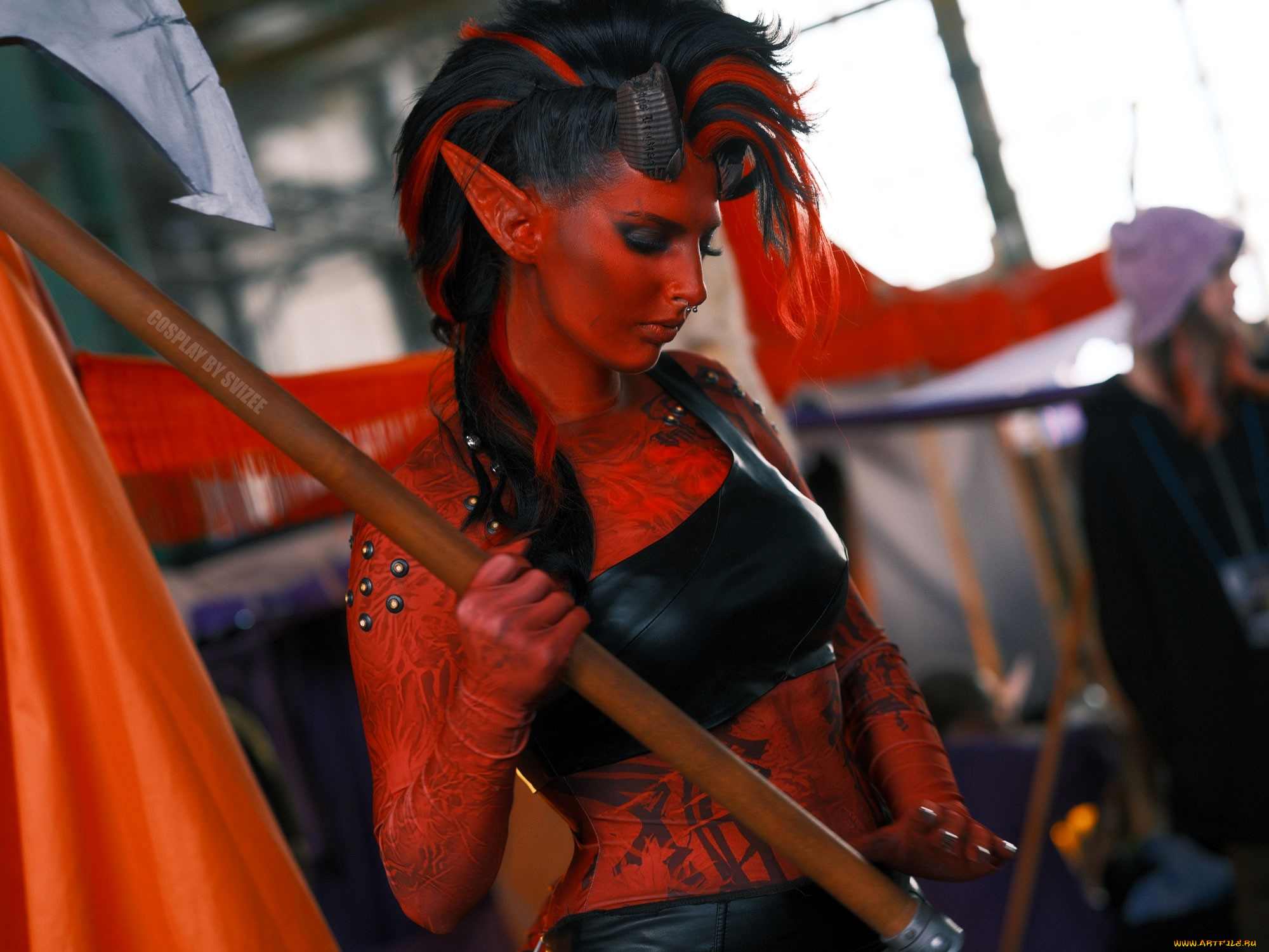 svizee, девушки, анастасия, волкова, , образ, косплей, наряд, костюм, демонесса, секира, рога