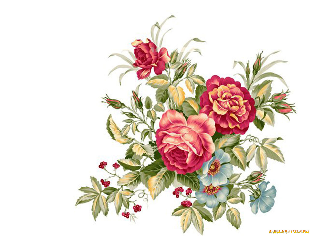 рисованные, цветы