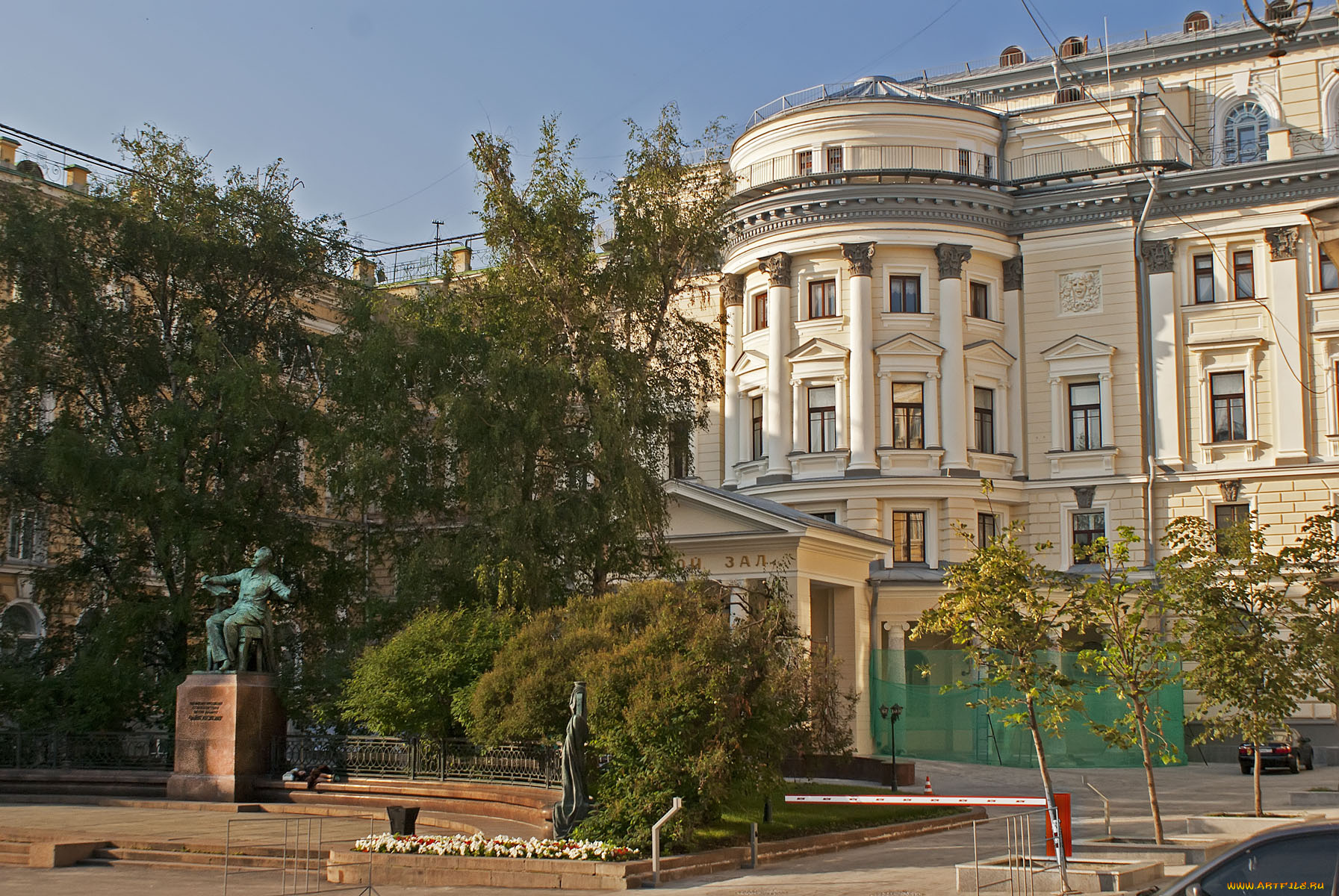 московская, государственная, консерватория, им, Чайковского, города, москва, россия, деревья, памятник, небо