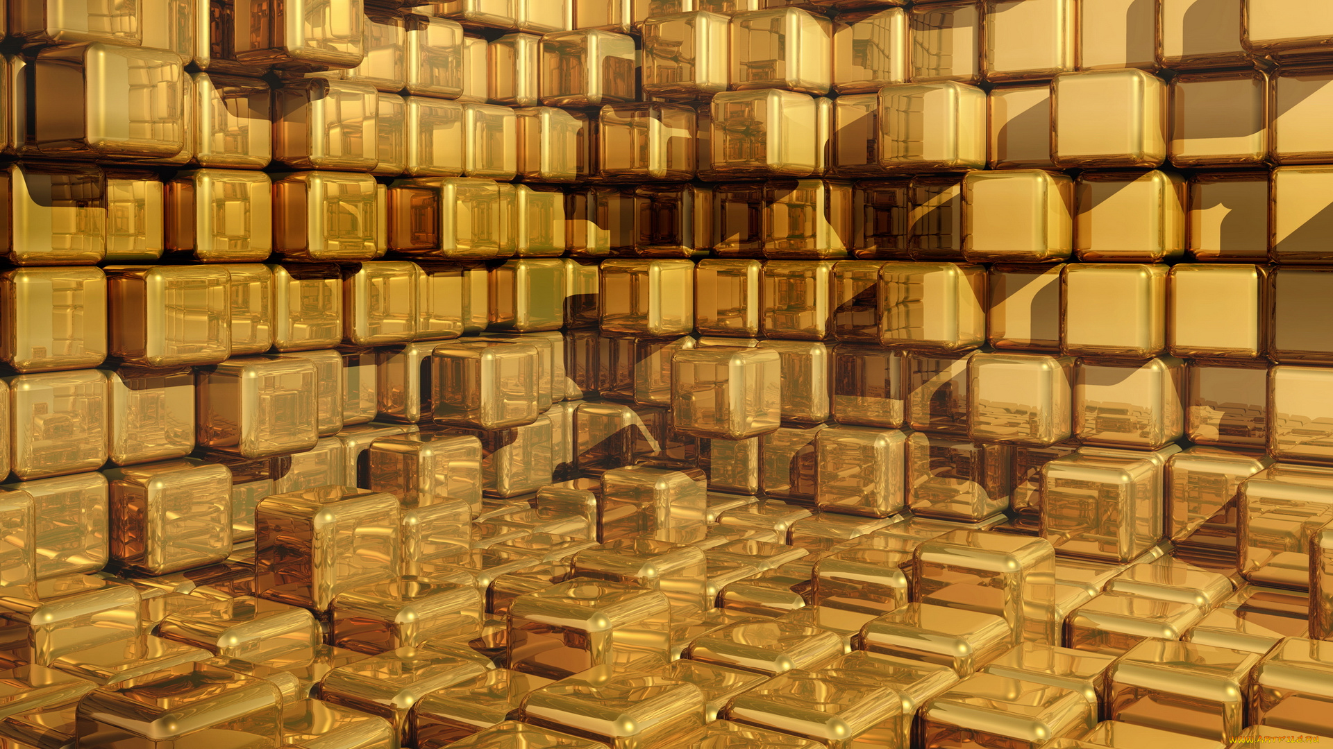 3д, графика, abstract, абстракции, фон, золотой, квадраты