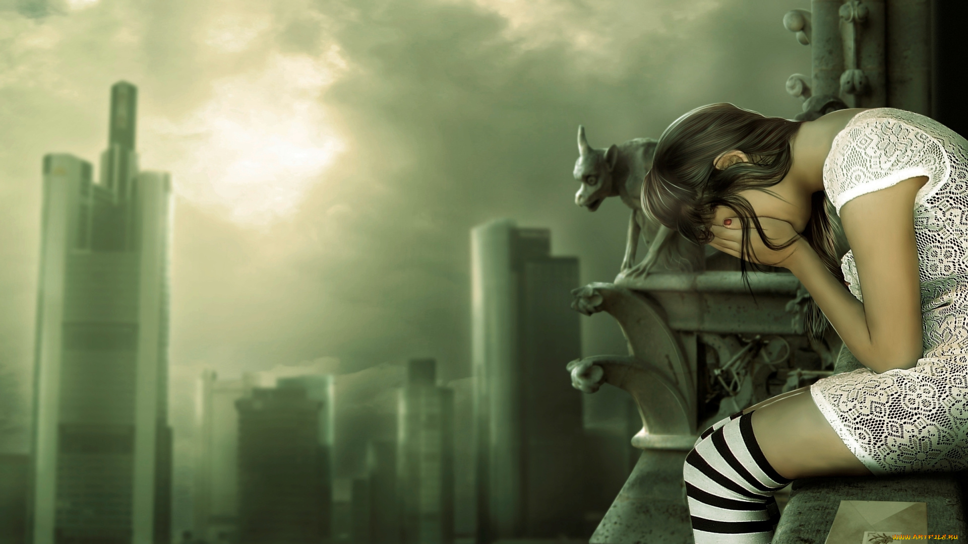 фэнтези, девушки, париж, город