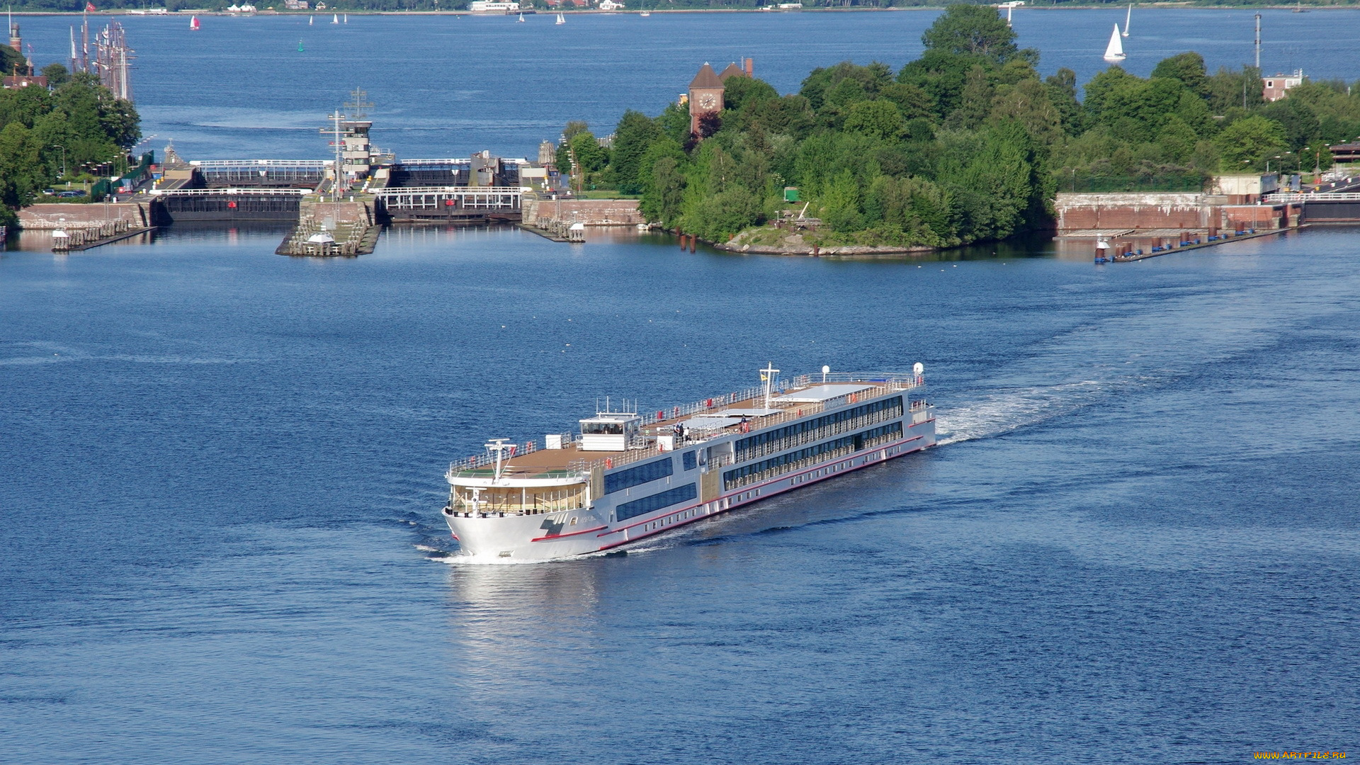 корабли, теплоходы, пейзаж