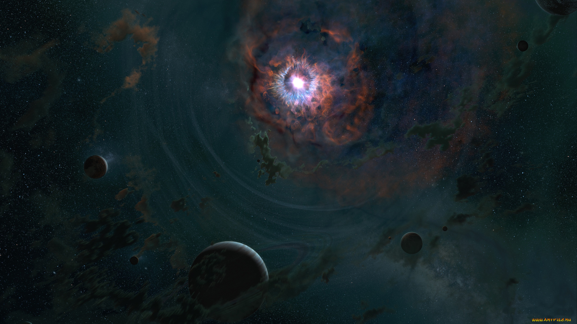 космос, арт, звезды, планеты, the, last, throes, digital