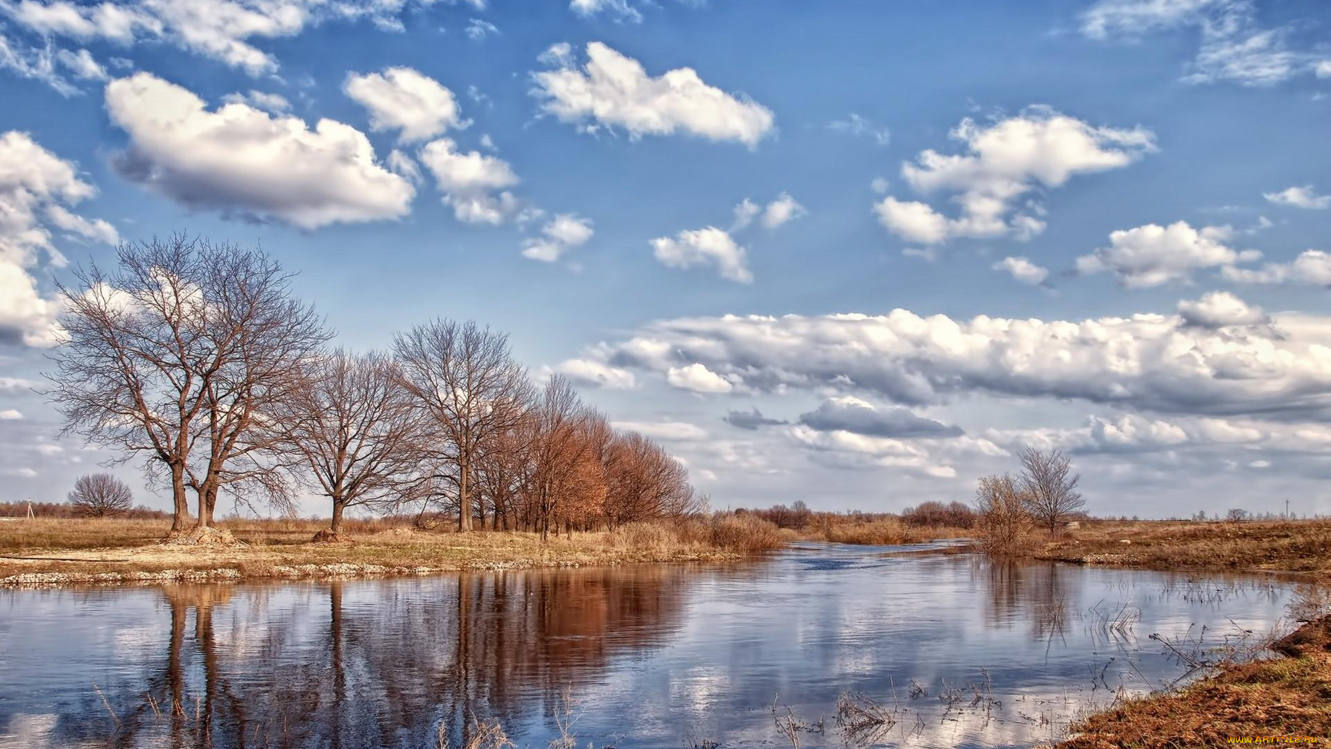 природа, реки, озера, осень, небо, река