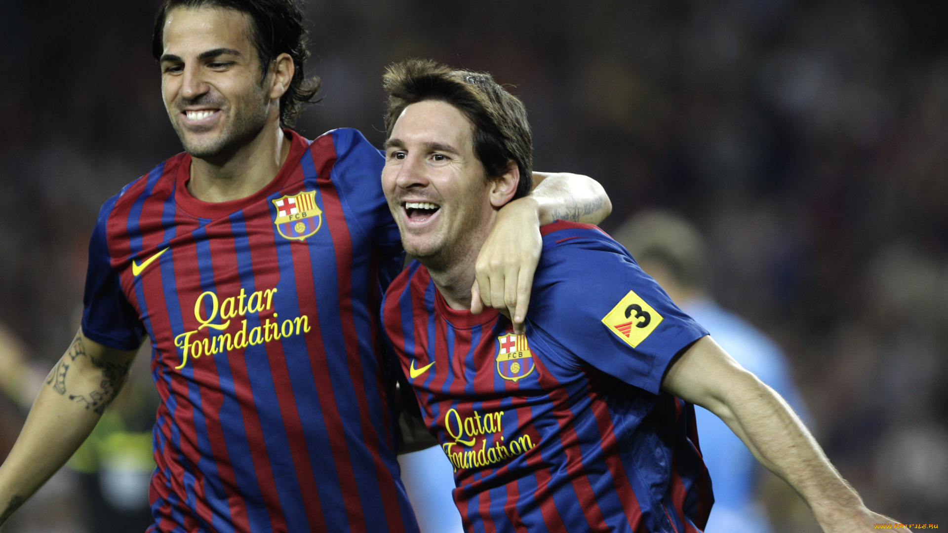 спорт, футбол, сеск, фабрегас, лионель, месси, радость, фк, барселона