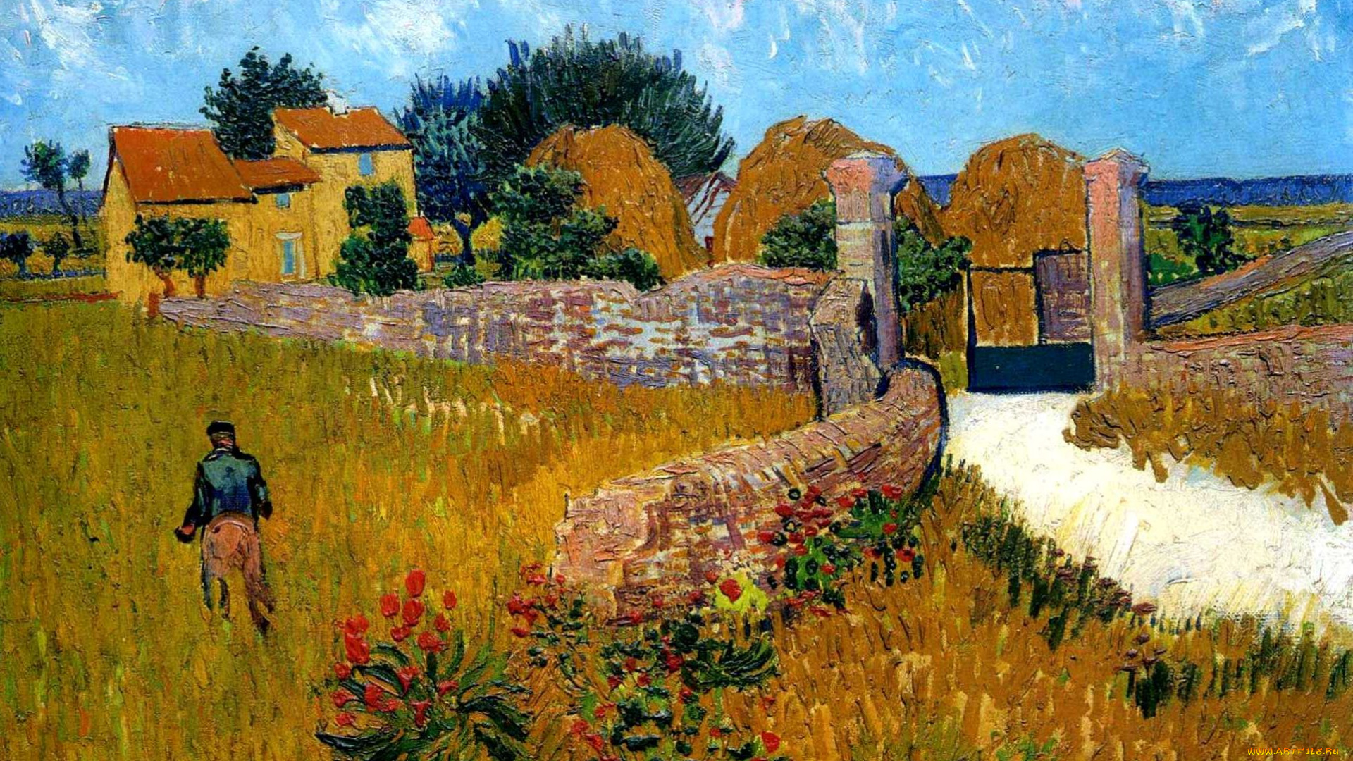 vincent, willem, van, gogh, фермерский, дом, прованс, рисованные