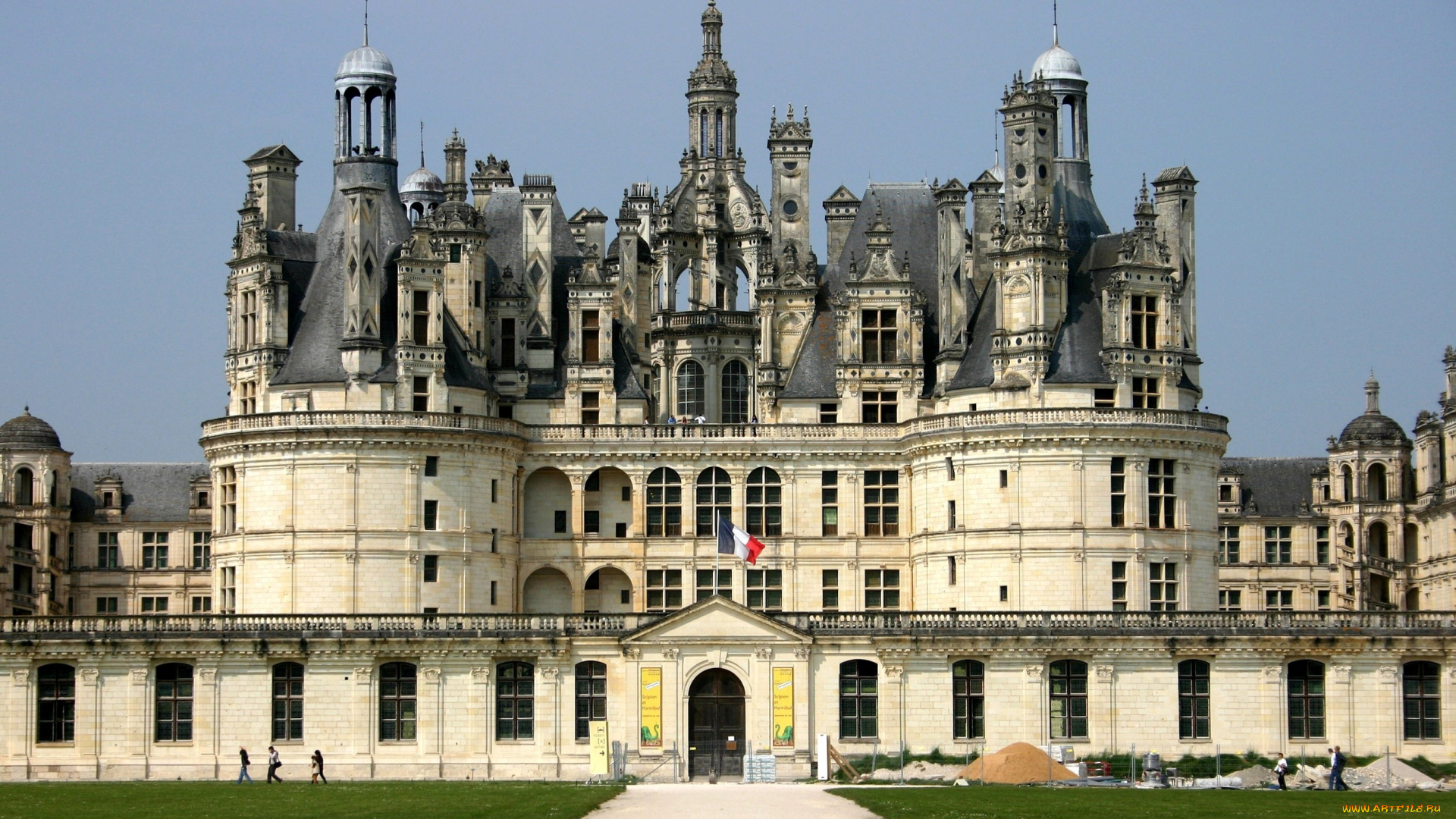 замок, шамбор, франция, города, замки, луары, окна, флаг, башенки, каменный