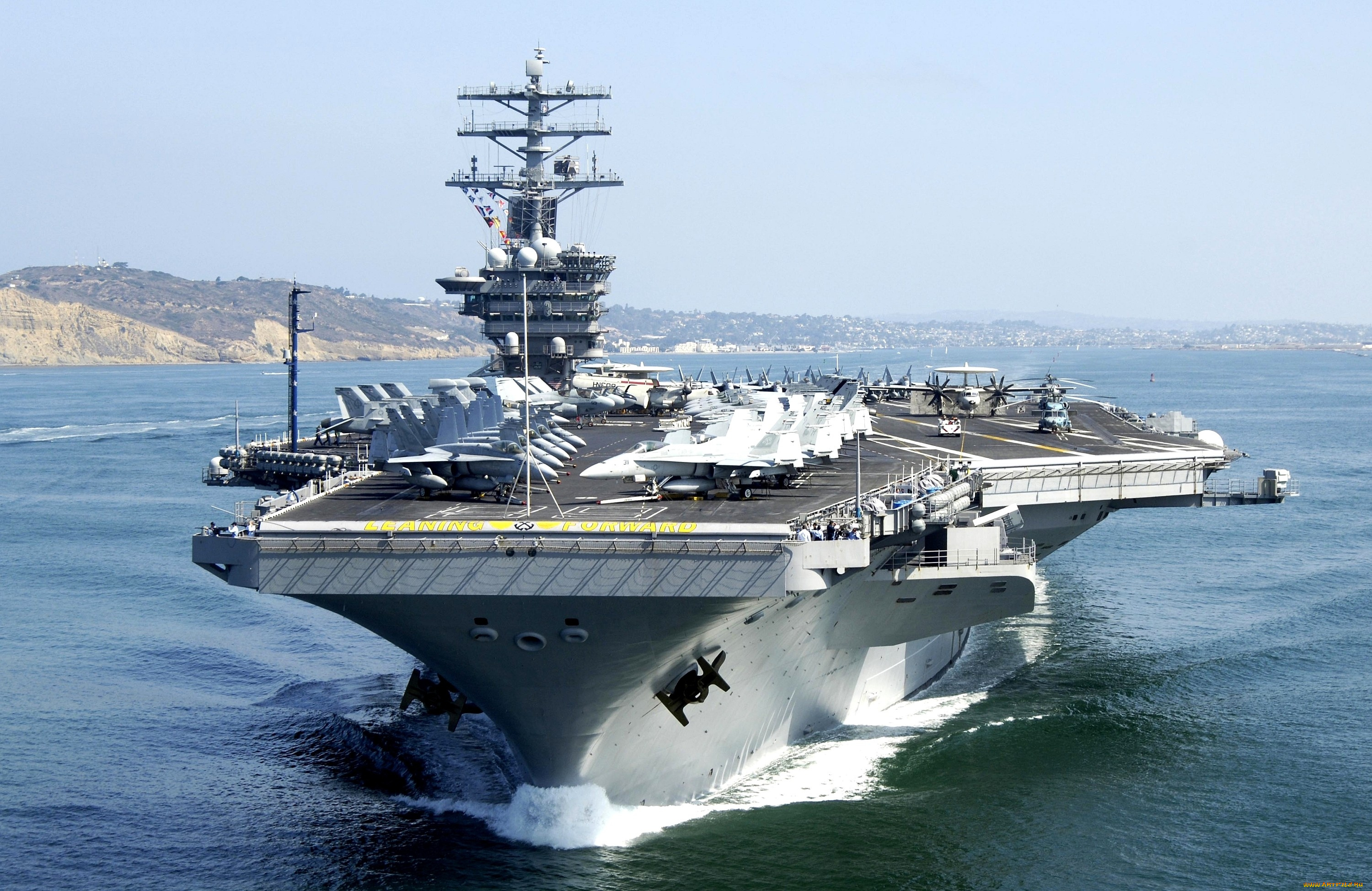 корабли, авианосцы, вертолётоносцы, море, огромный, самолеты