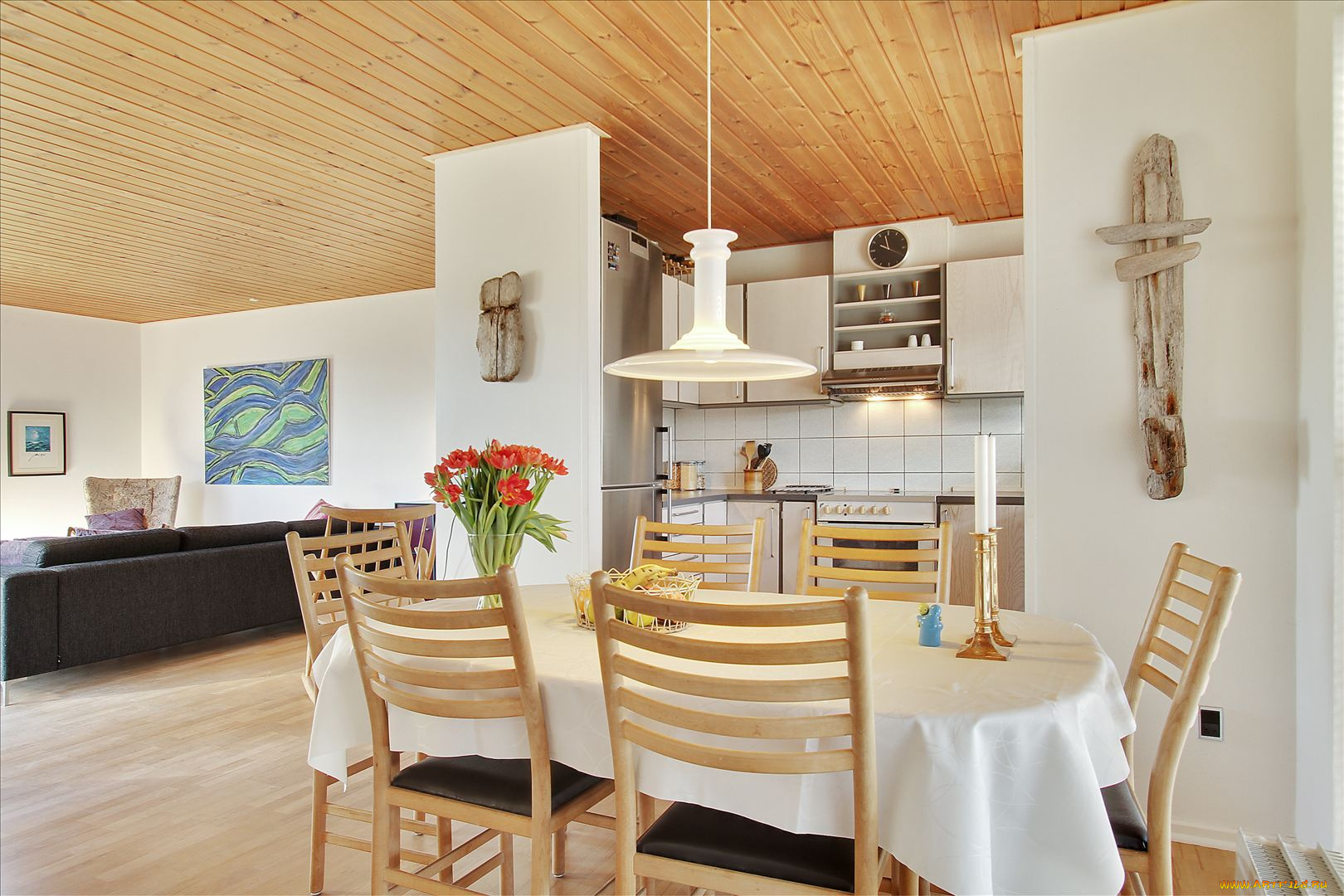 интерьер, кухня, стулья, стол