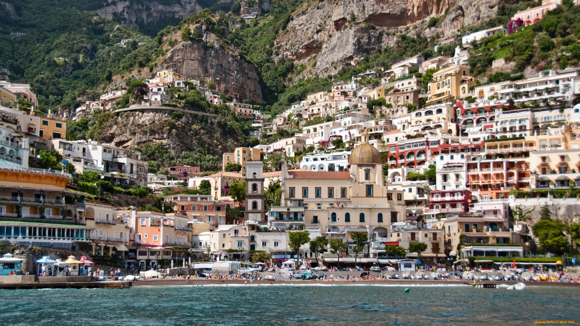 позитано, италия, города, амальфийское, лигурийское, побережье, горы, дома, море