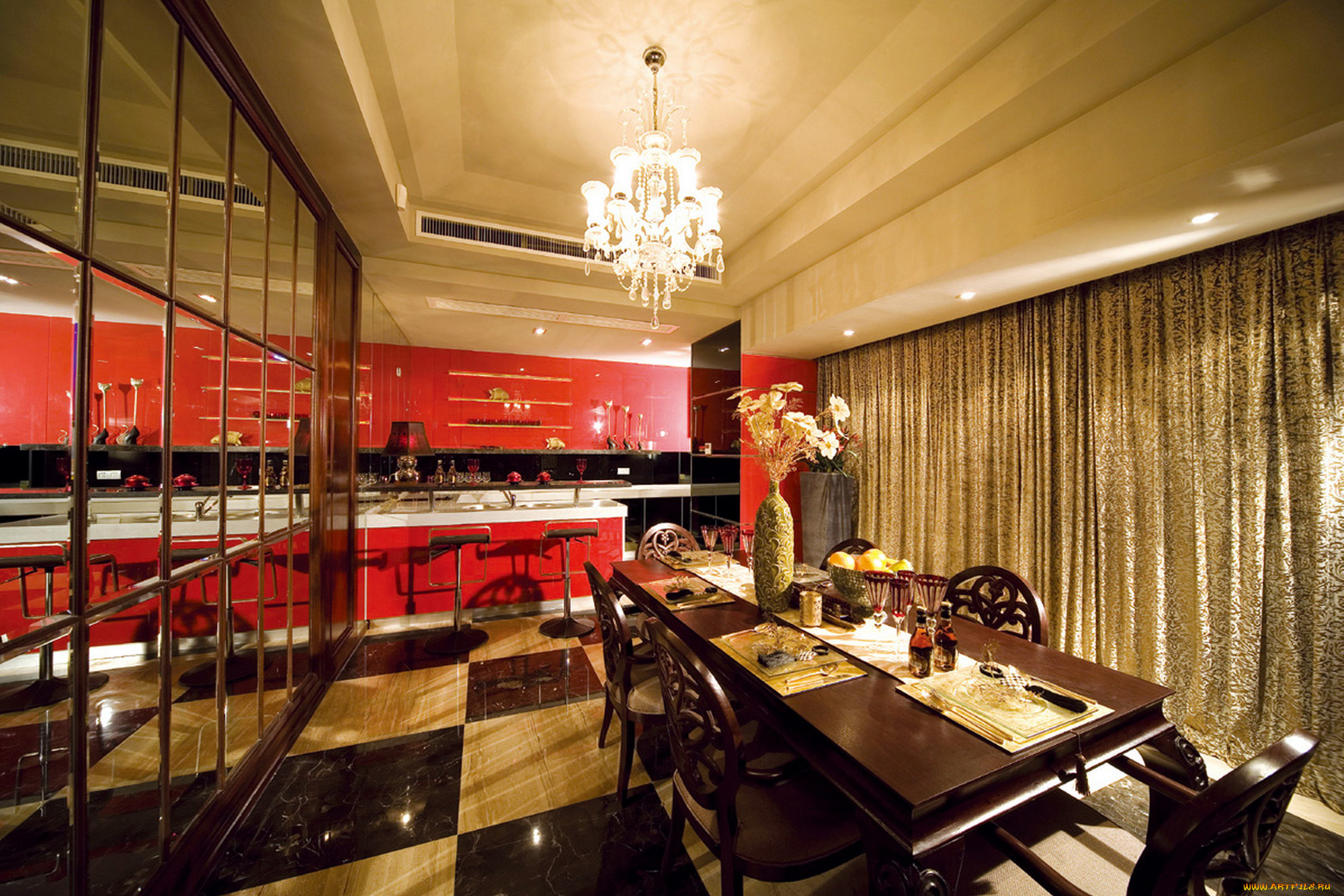 интерьер, столовая, стол, стулья