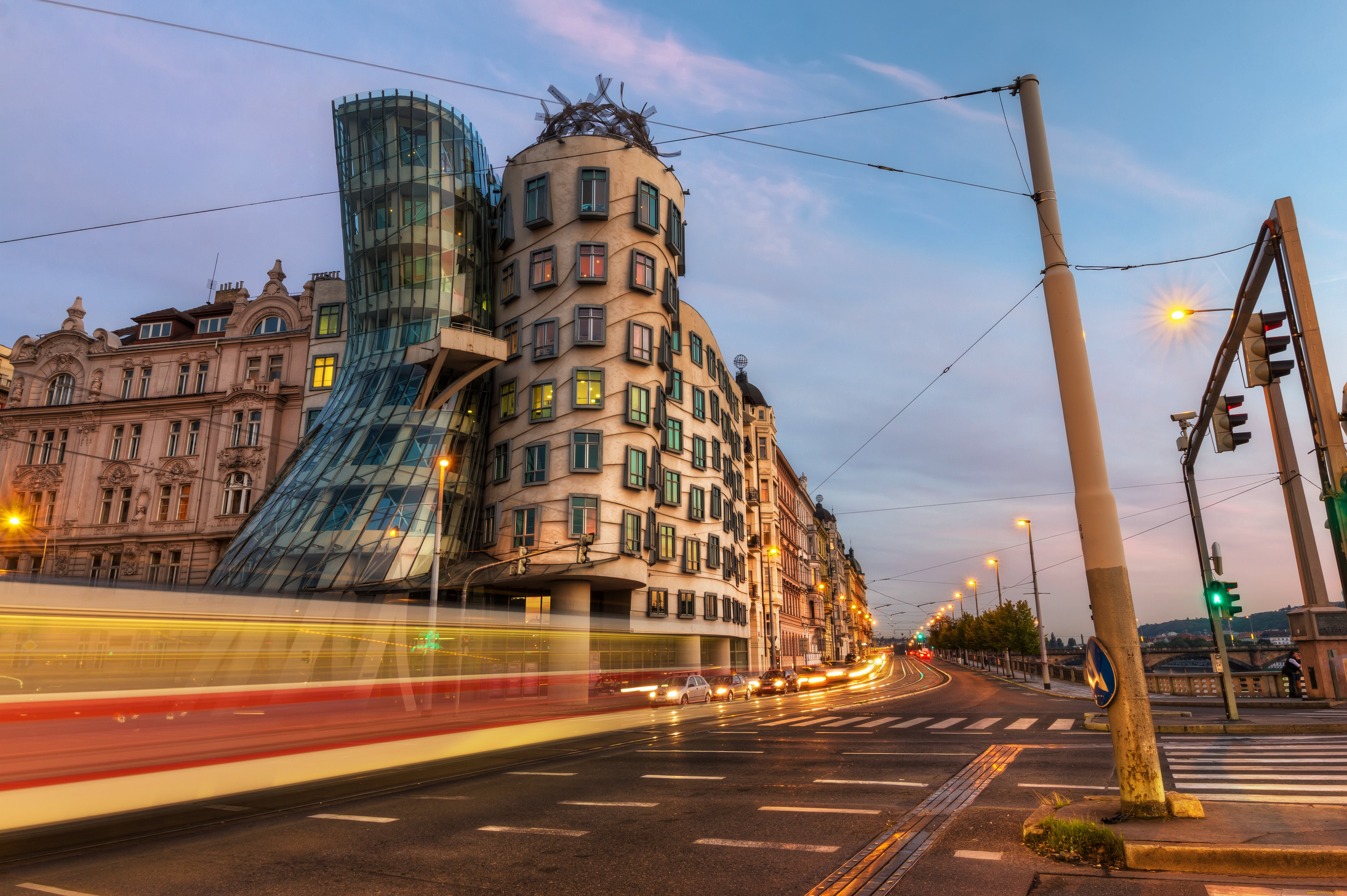 города, прага, Чехия, танцующий, дом