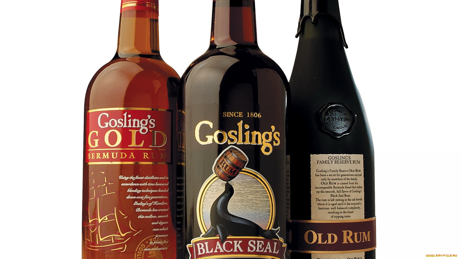 бренды, gosling`s, ром, бутылки, алкоголь