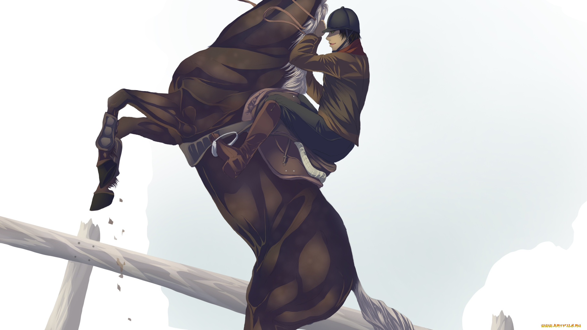 рисованные, животные, лошади, лошадь, всадник