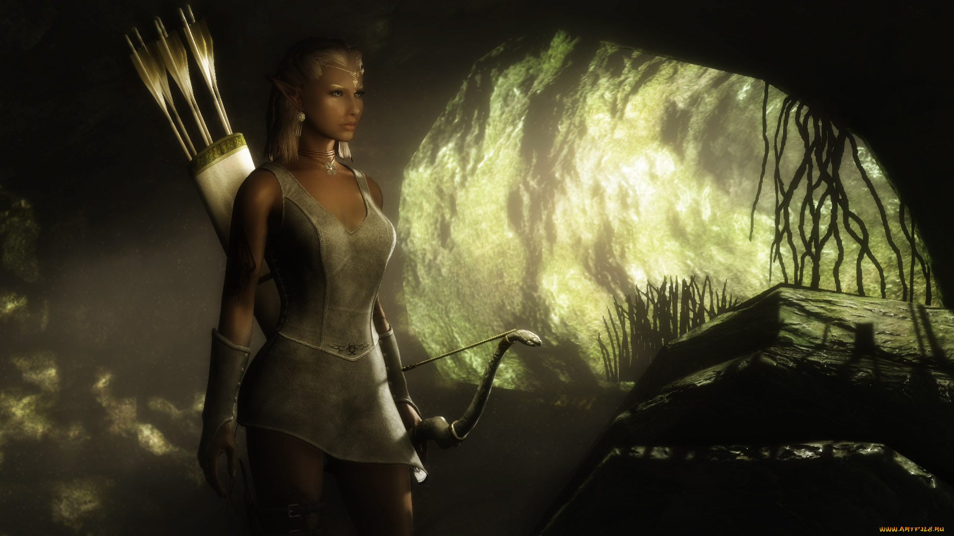 3д, графика, эльфы, , elves, эльфийка, стрелы, взгляд, лук