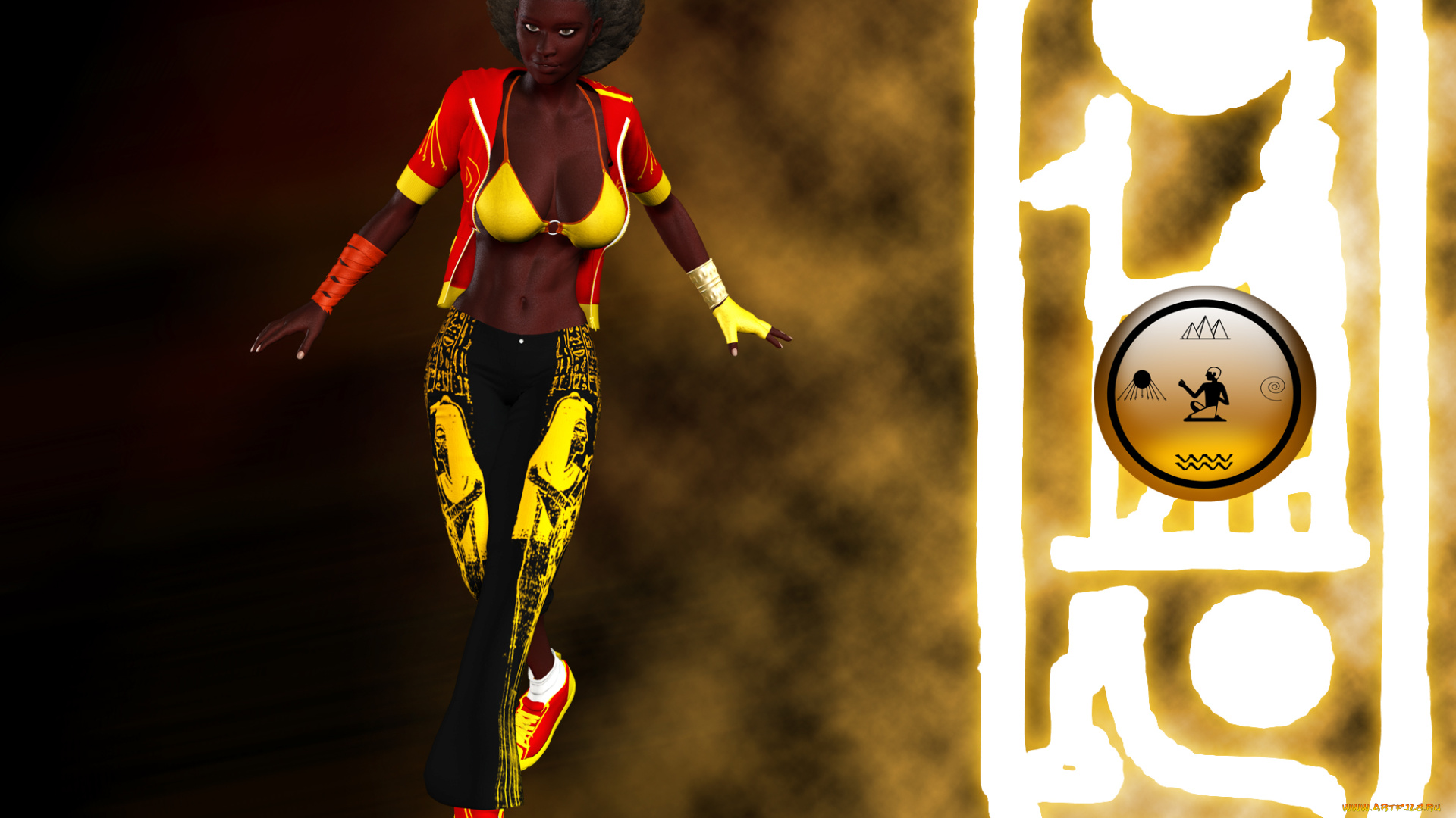 3д, графика, фантазия, , fantasy, фон, оружие, взгляд, символ, девушка