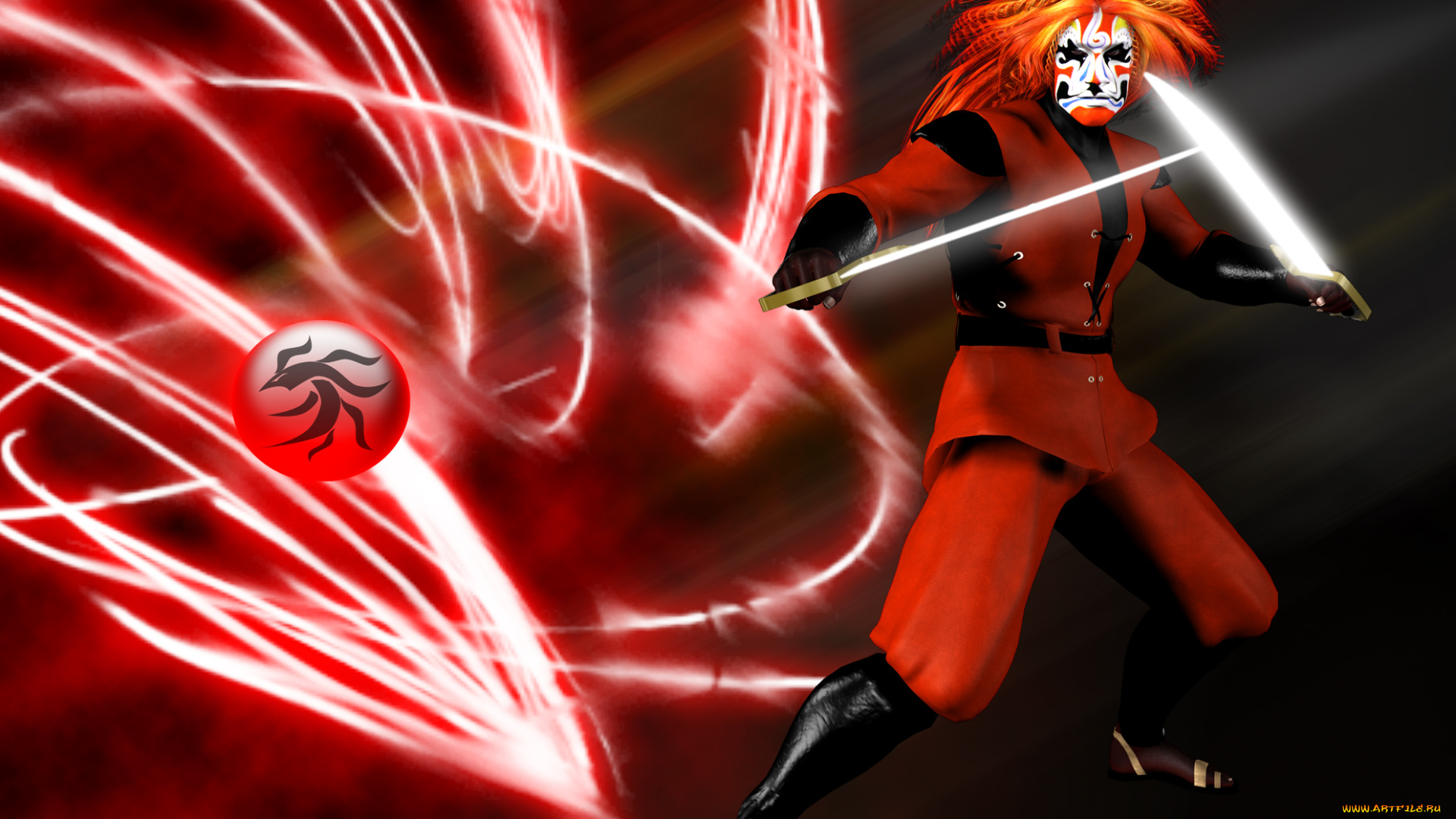 3д, графика, фантазия, , fantasy, маска, взгляд, мужчина, символ, оружие, фон