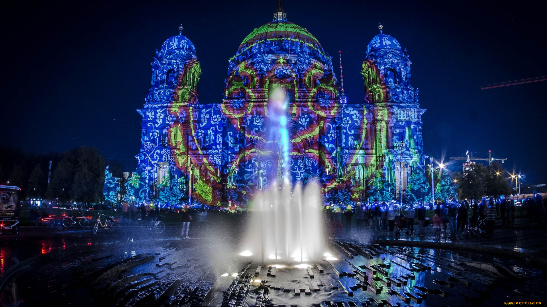 berlin, festival, of, lights, , berliner, dom, города, берлин, , германия, огни, ночь, фонтан