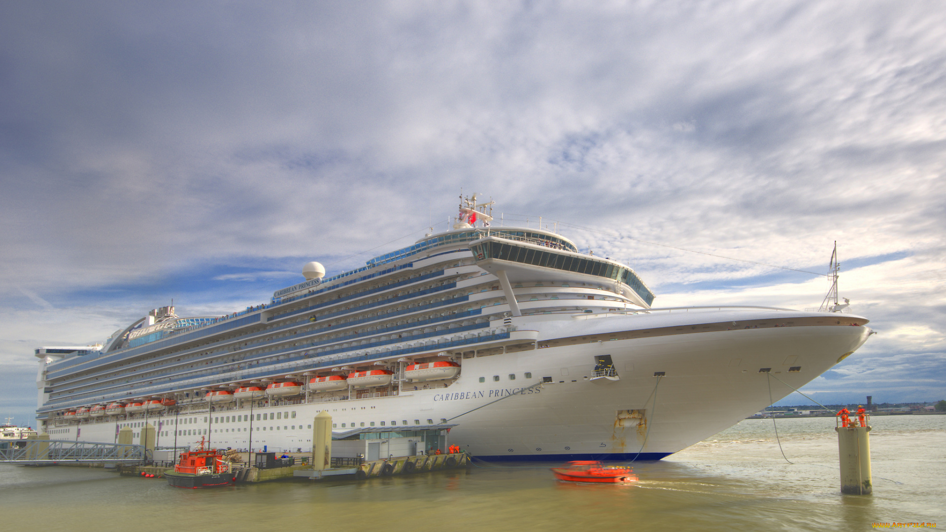 caribbean, princess, in, liverpool, корабли, лайнеры, порт, лайнер, причал