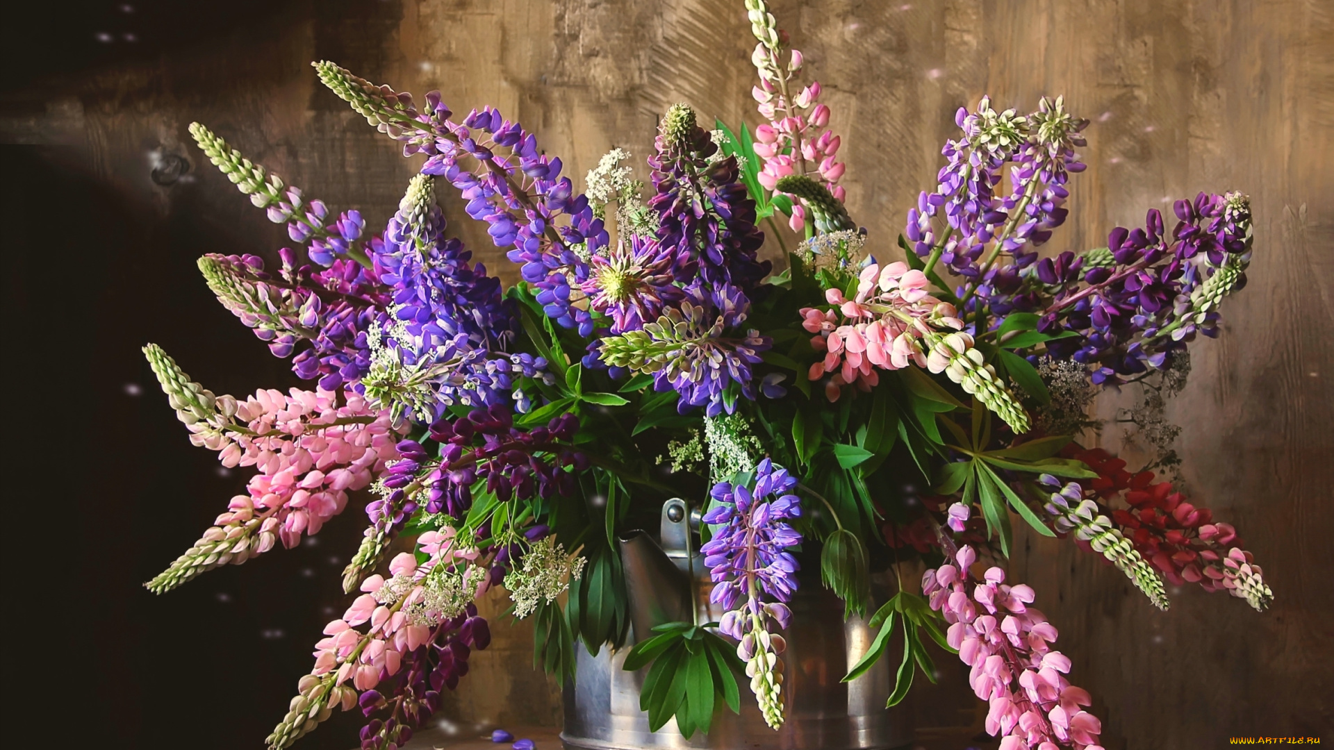 цветы, люпин, букет, лето