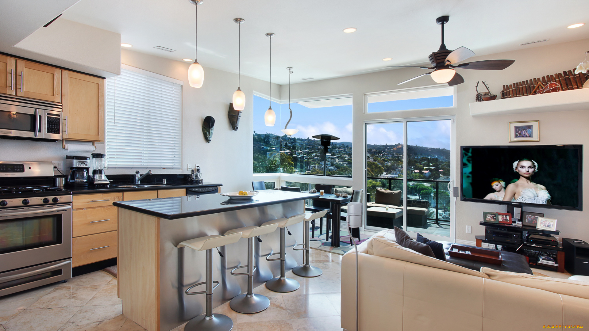 интерьер, кухня, мебель, дизайн, плита, лампа